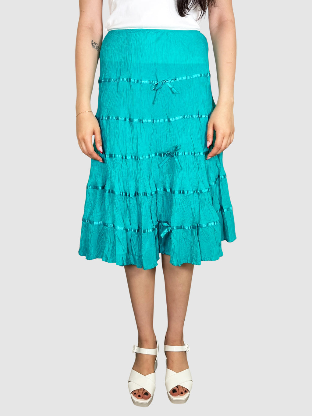 Crinkled Satin Skirt