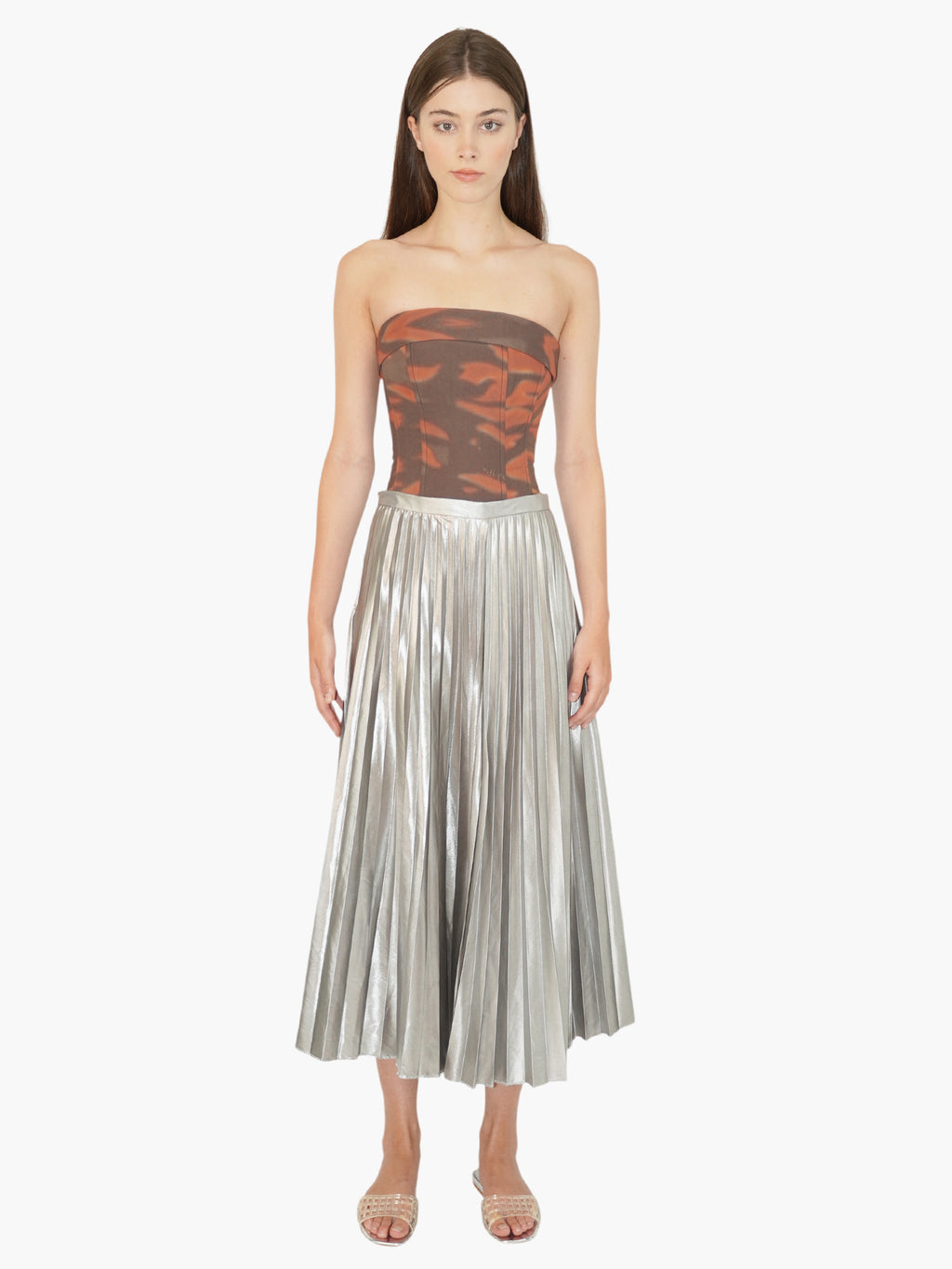 Metallic Pleated Skirt
