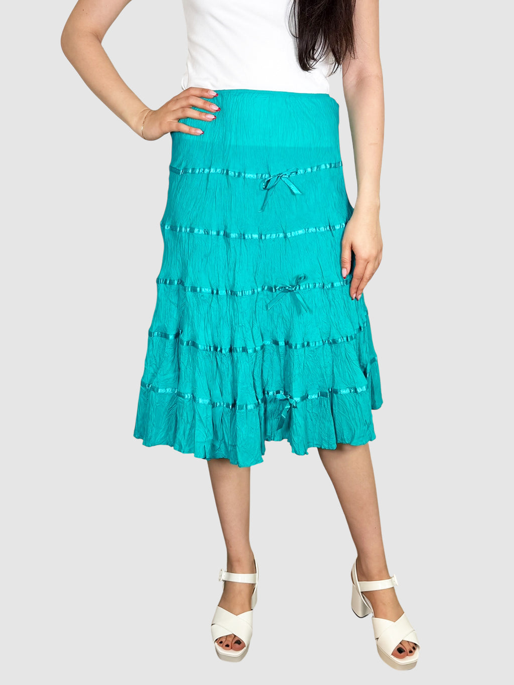 Crinkled Satin Skirt