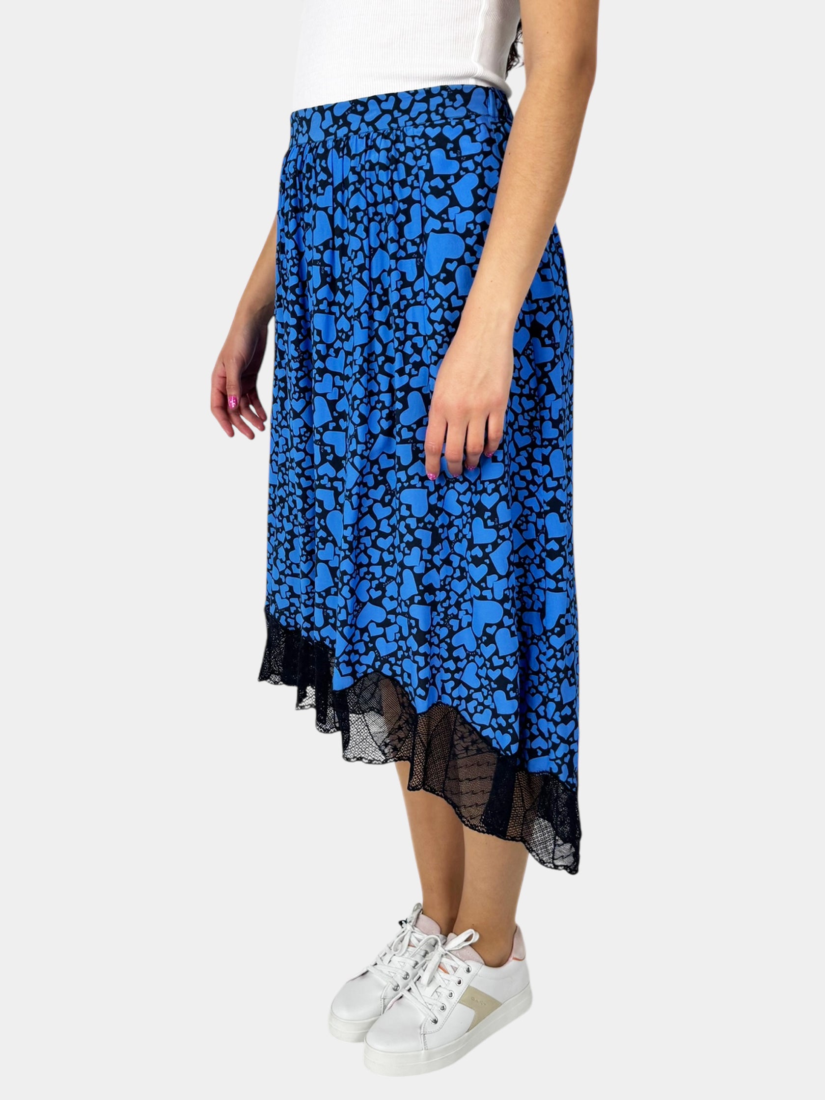 Heart Print Midi Skirt - Size 38
