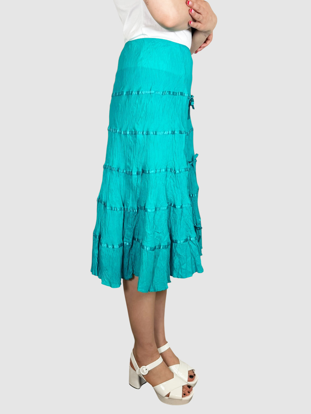 Crinkled Satin Skirt