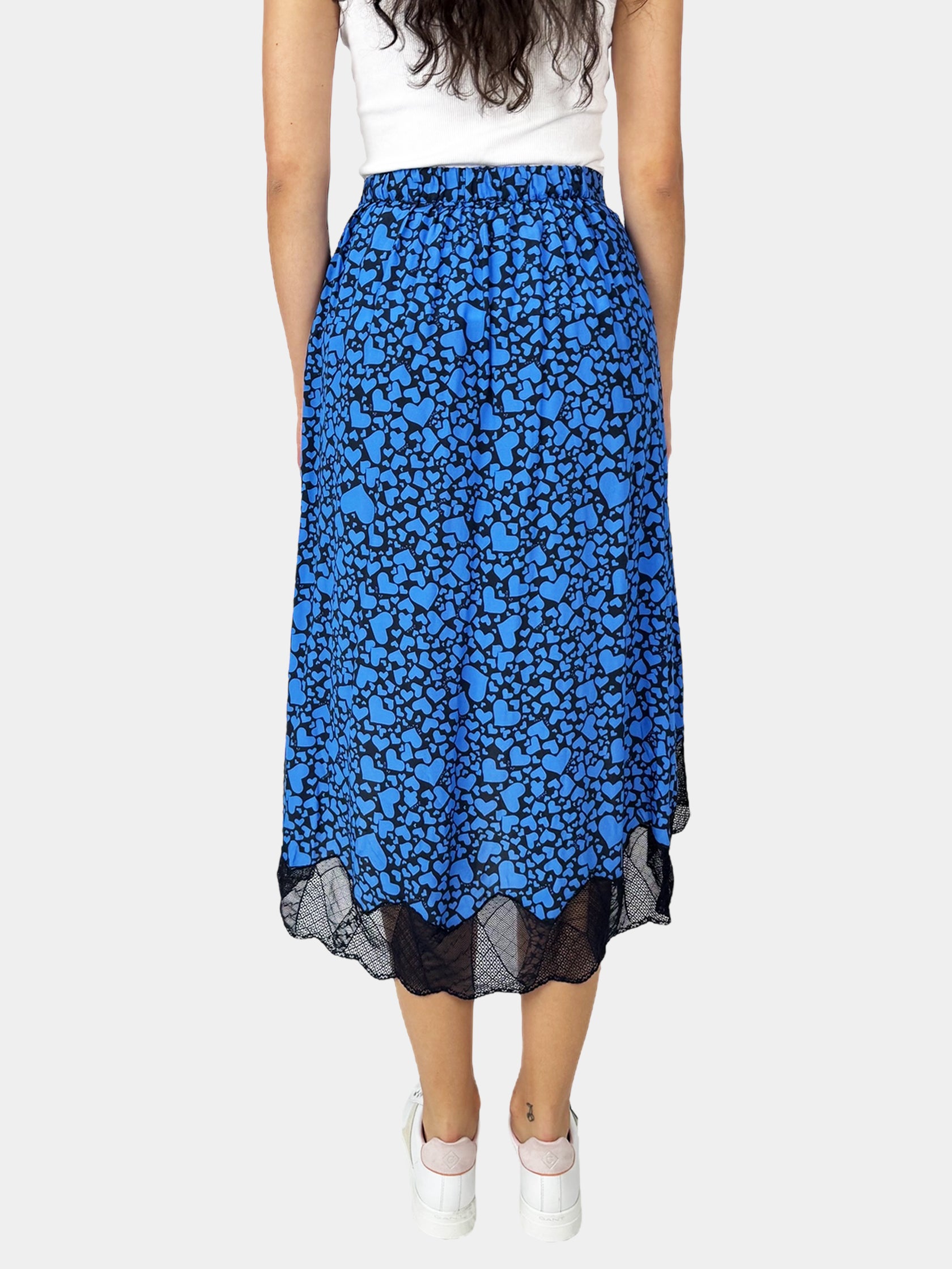 Heart Print Midi Skirt - Size 38