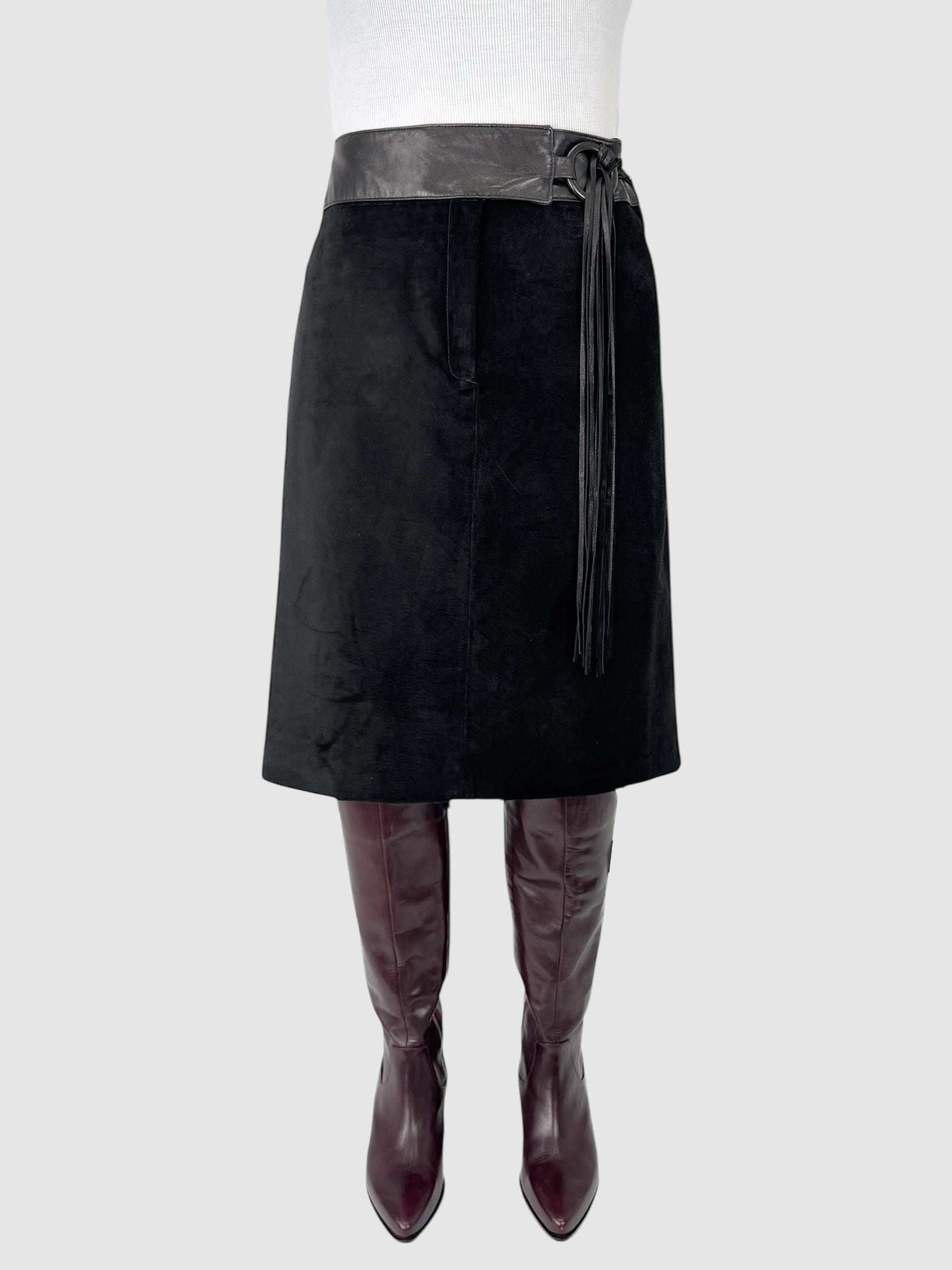 Belted Suede Skirt