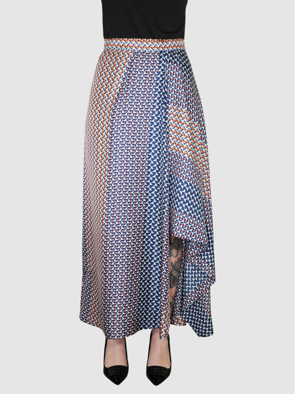 Multi-Print Silk Skirt