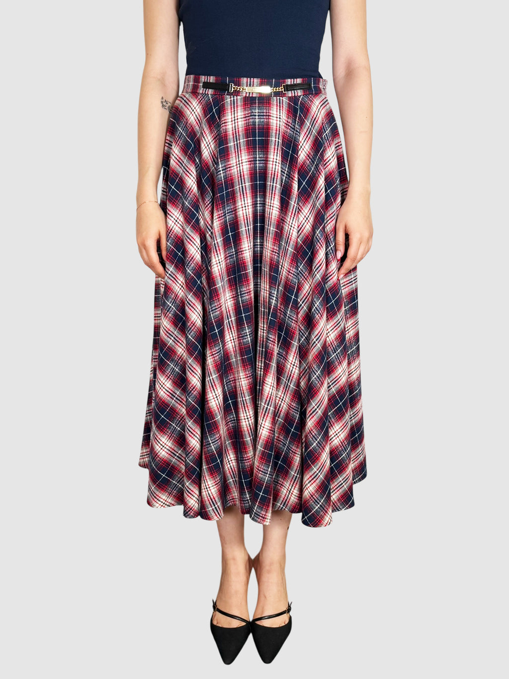 Plaid Midi Skirt