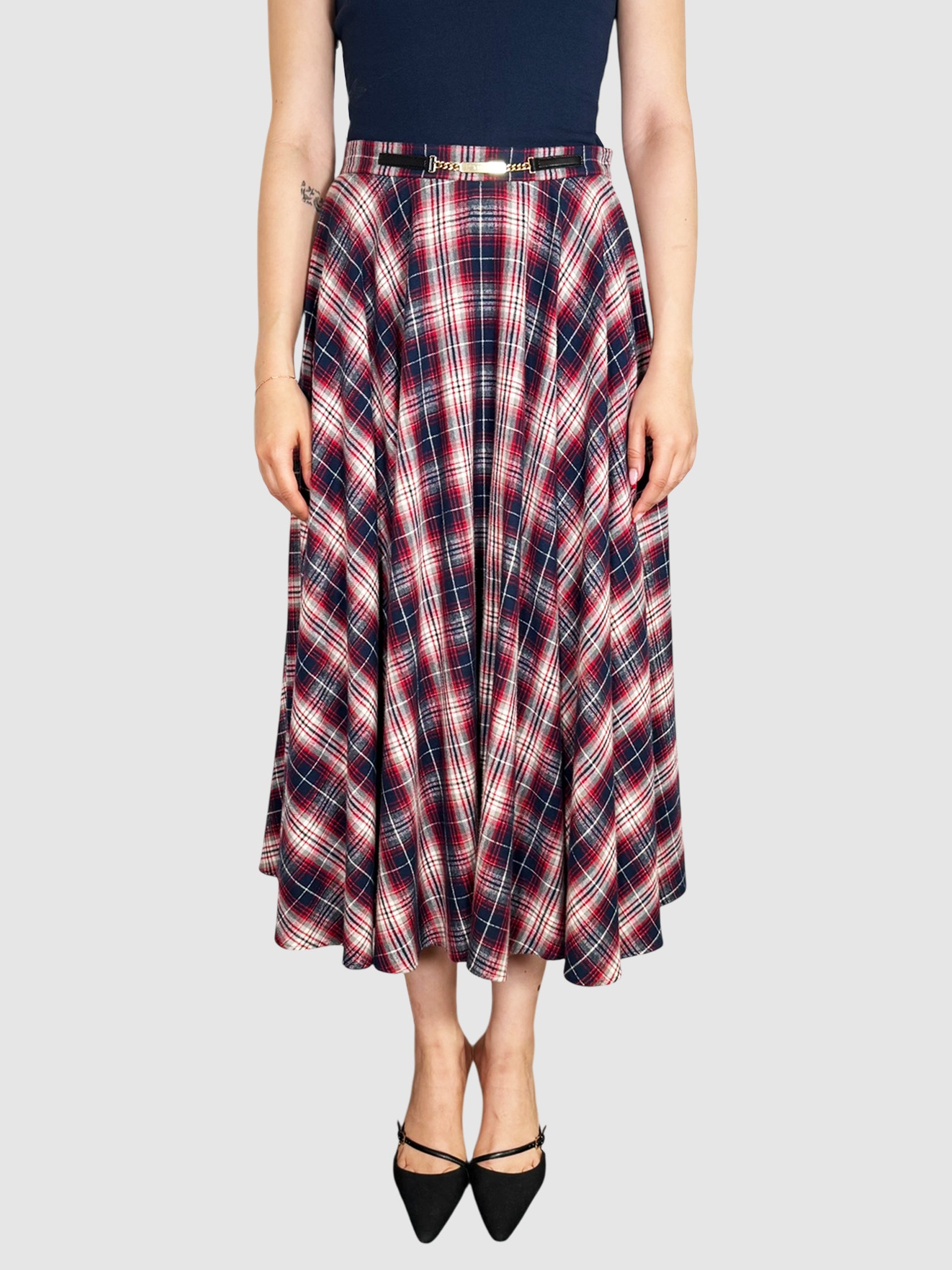Plaid Midi Skirt