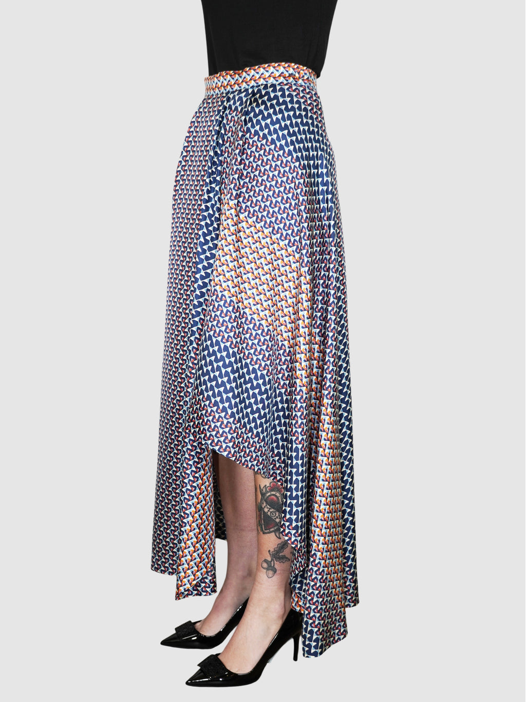 Multi-Print Silk Skirt