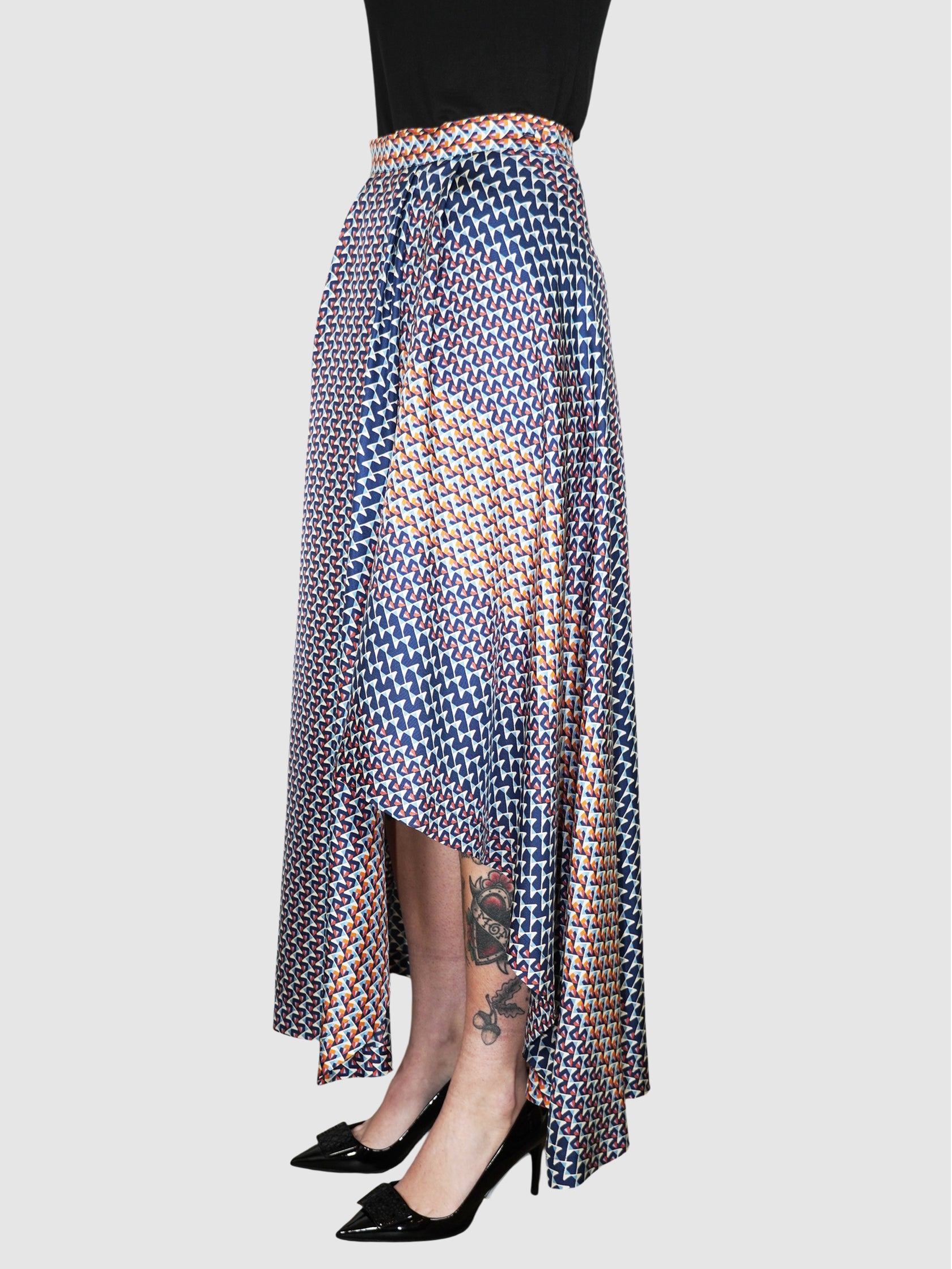 Multi-Print Silk Skirt
