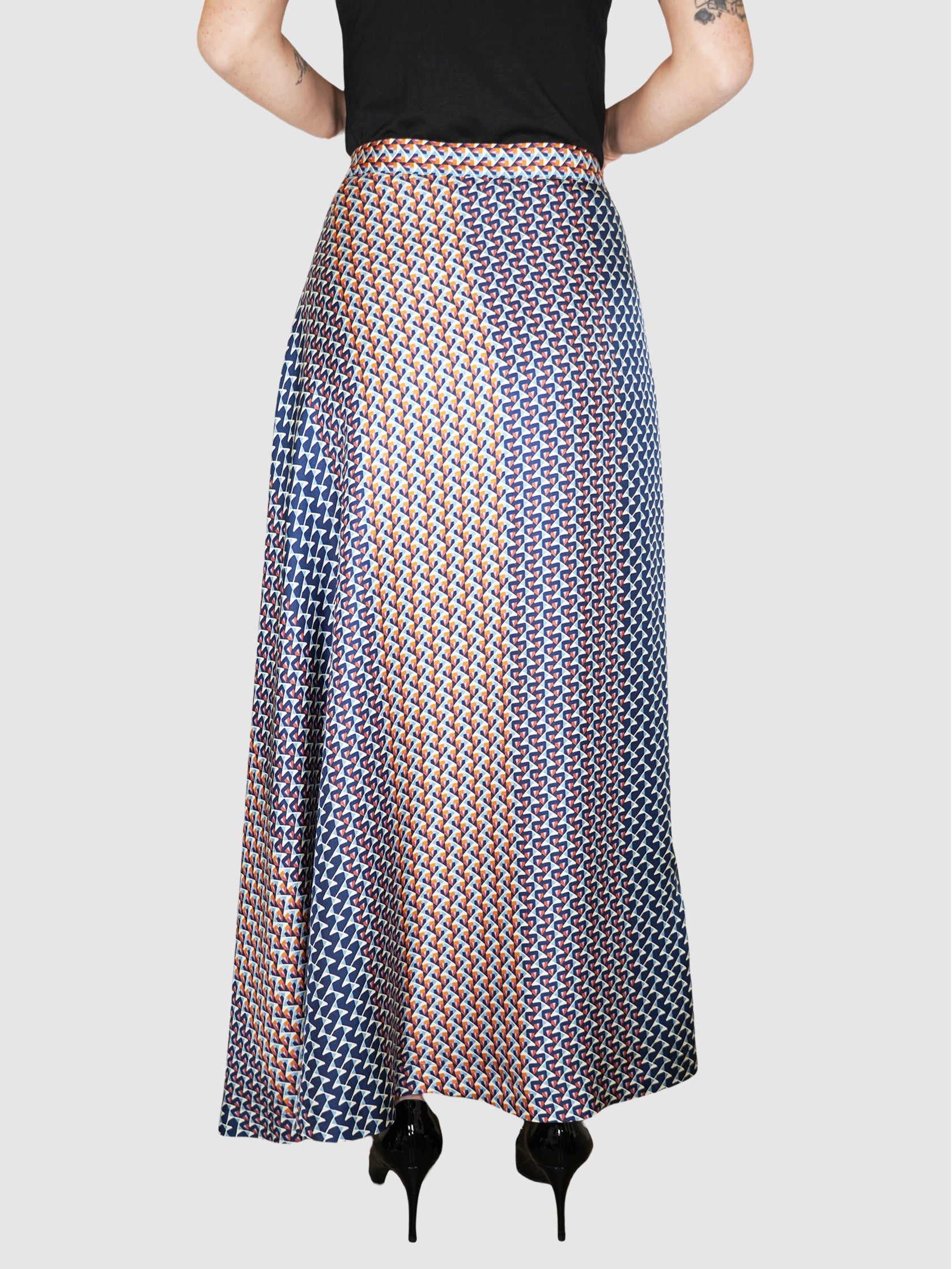Multi-Print Silk Skirt