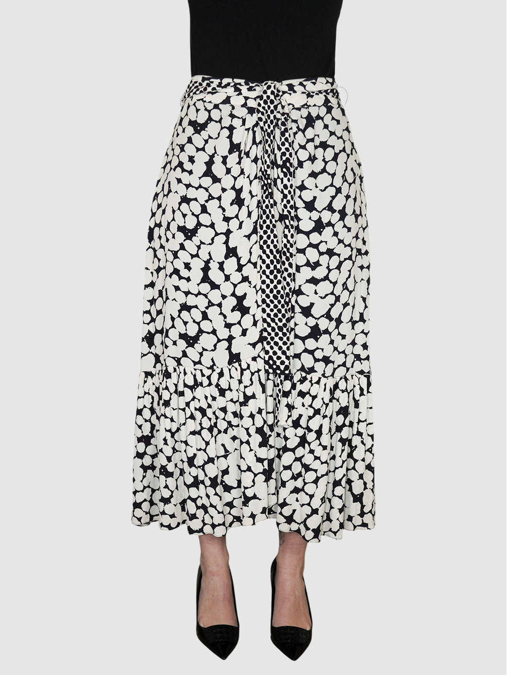 Spot Print Midi Skirt