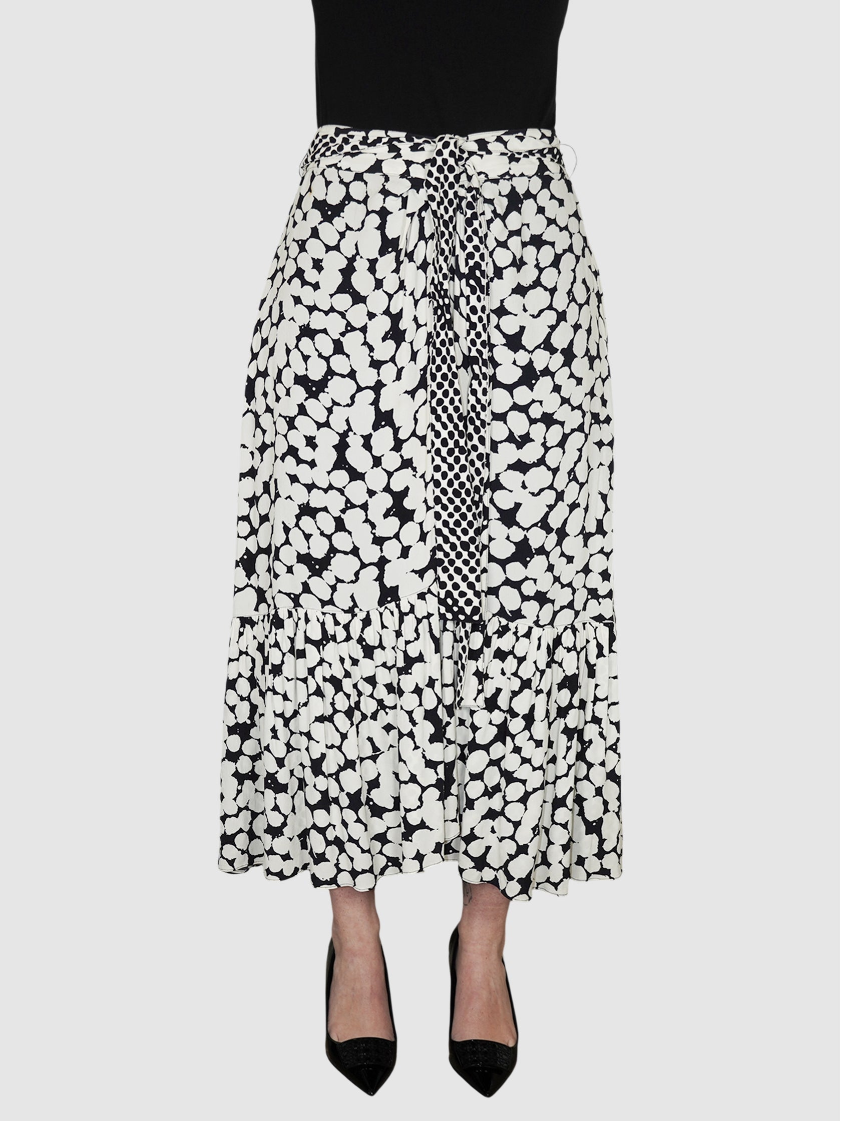 Spot Print Midi Skirt