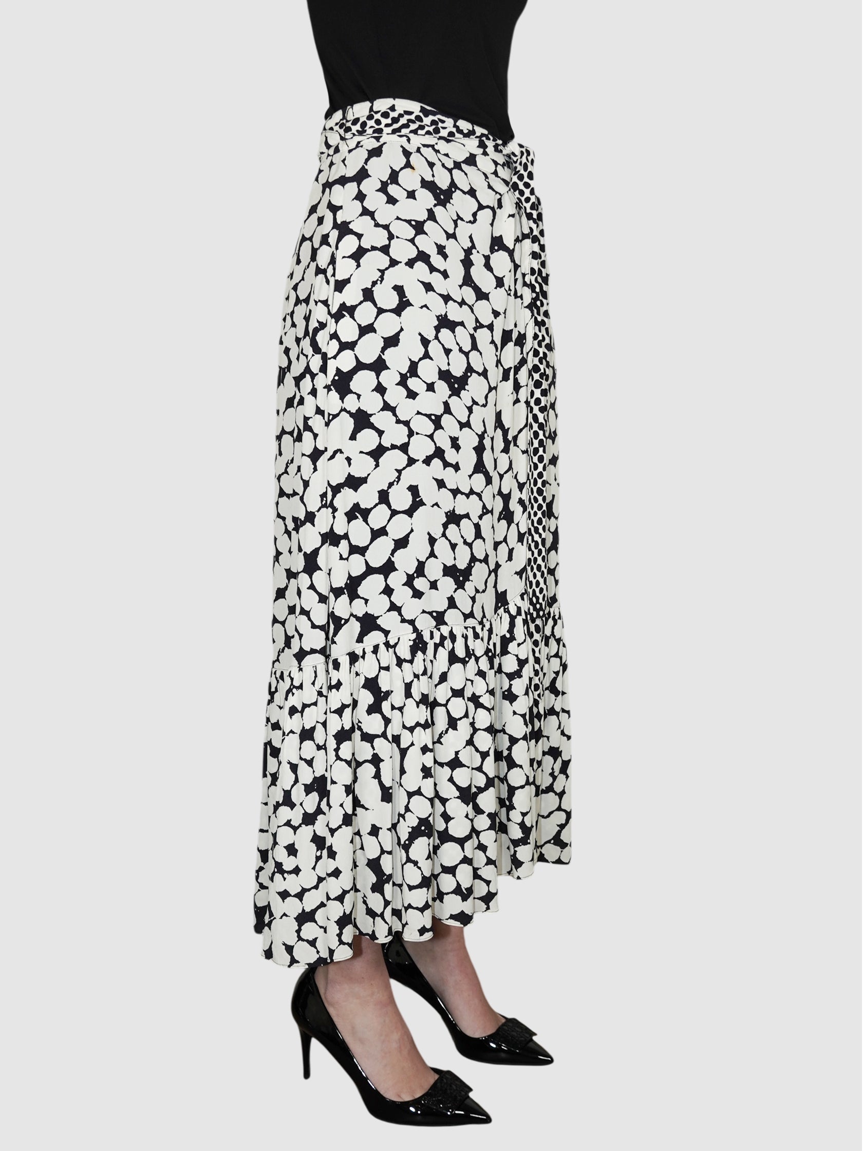Spot Print Midi Skirt