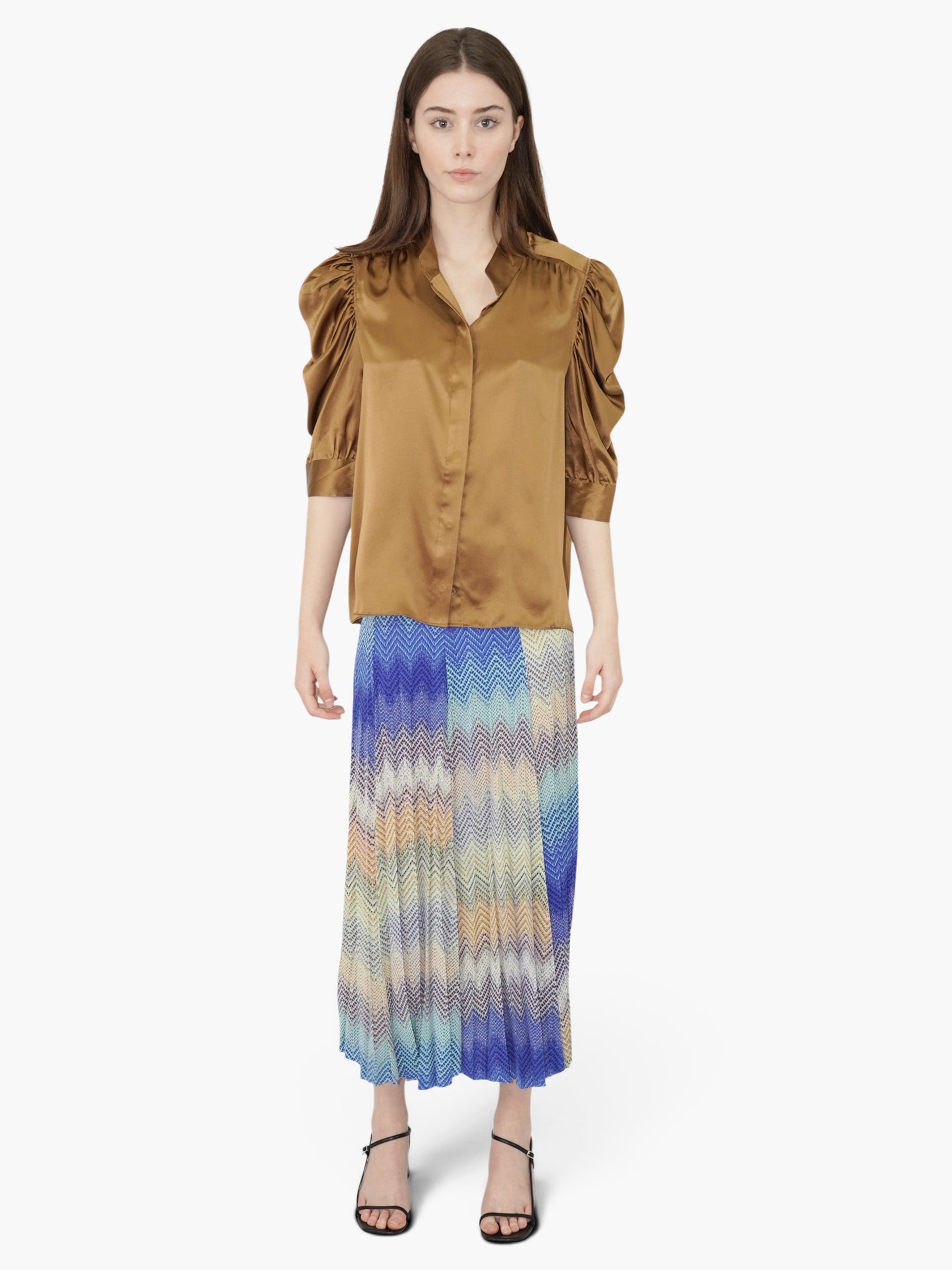 Patterned Pleated Skirt