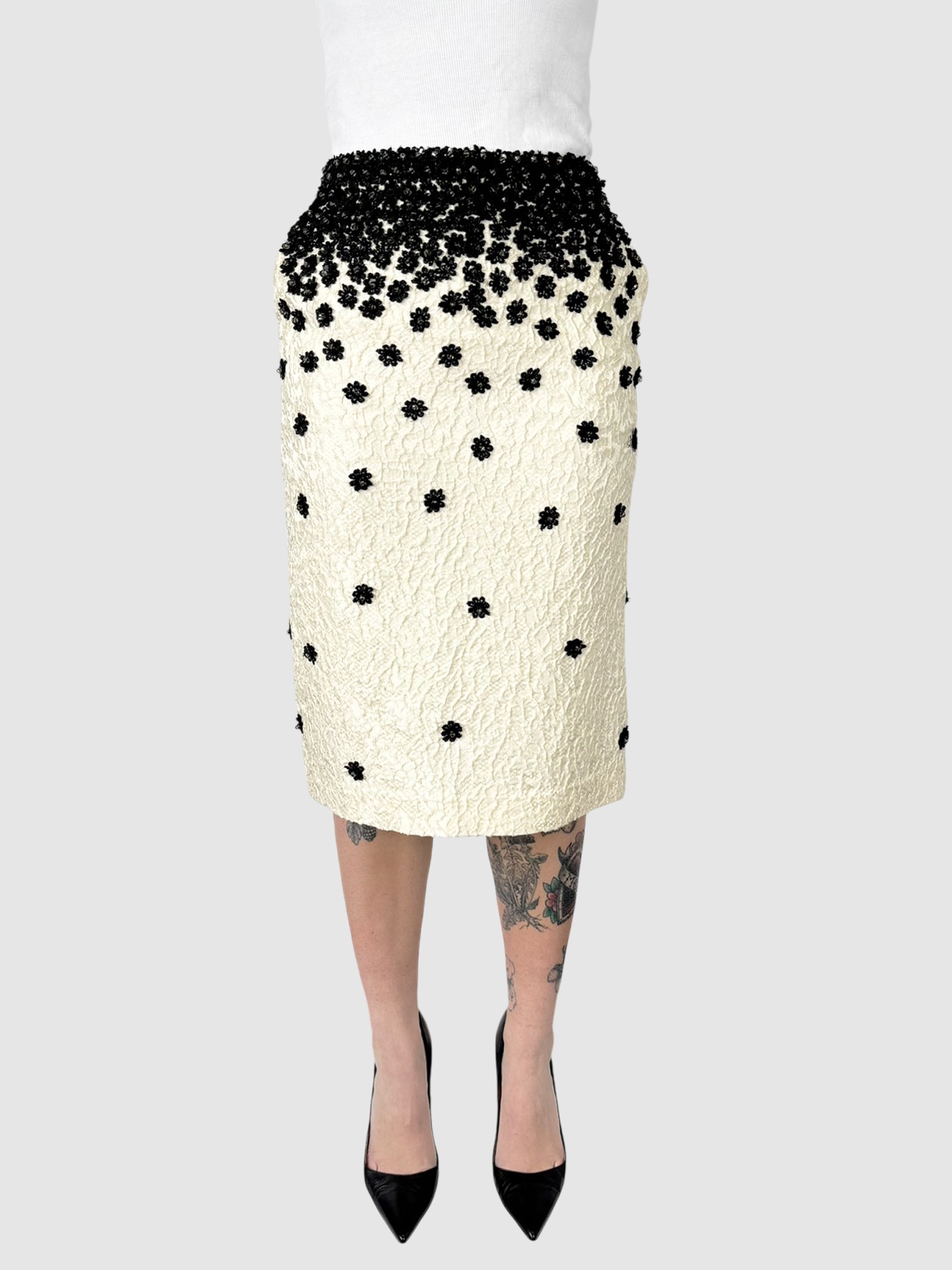 Floral Embellished Pencil Skirt
