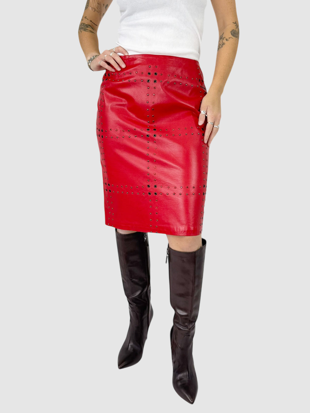 Studded Leather Skirt