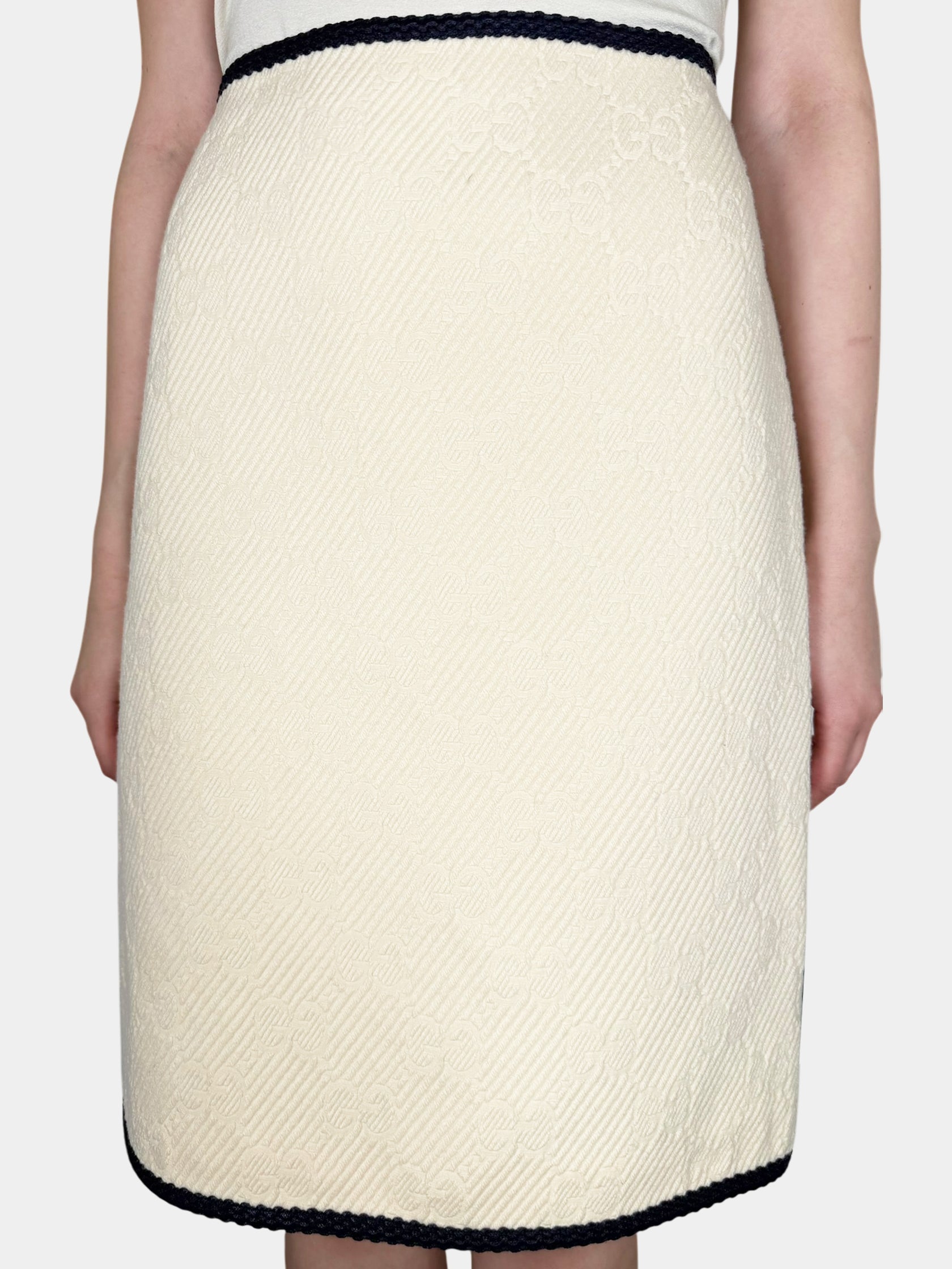 Wool Monogram Skirt