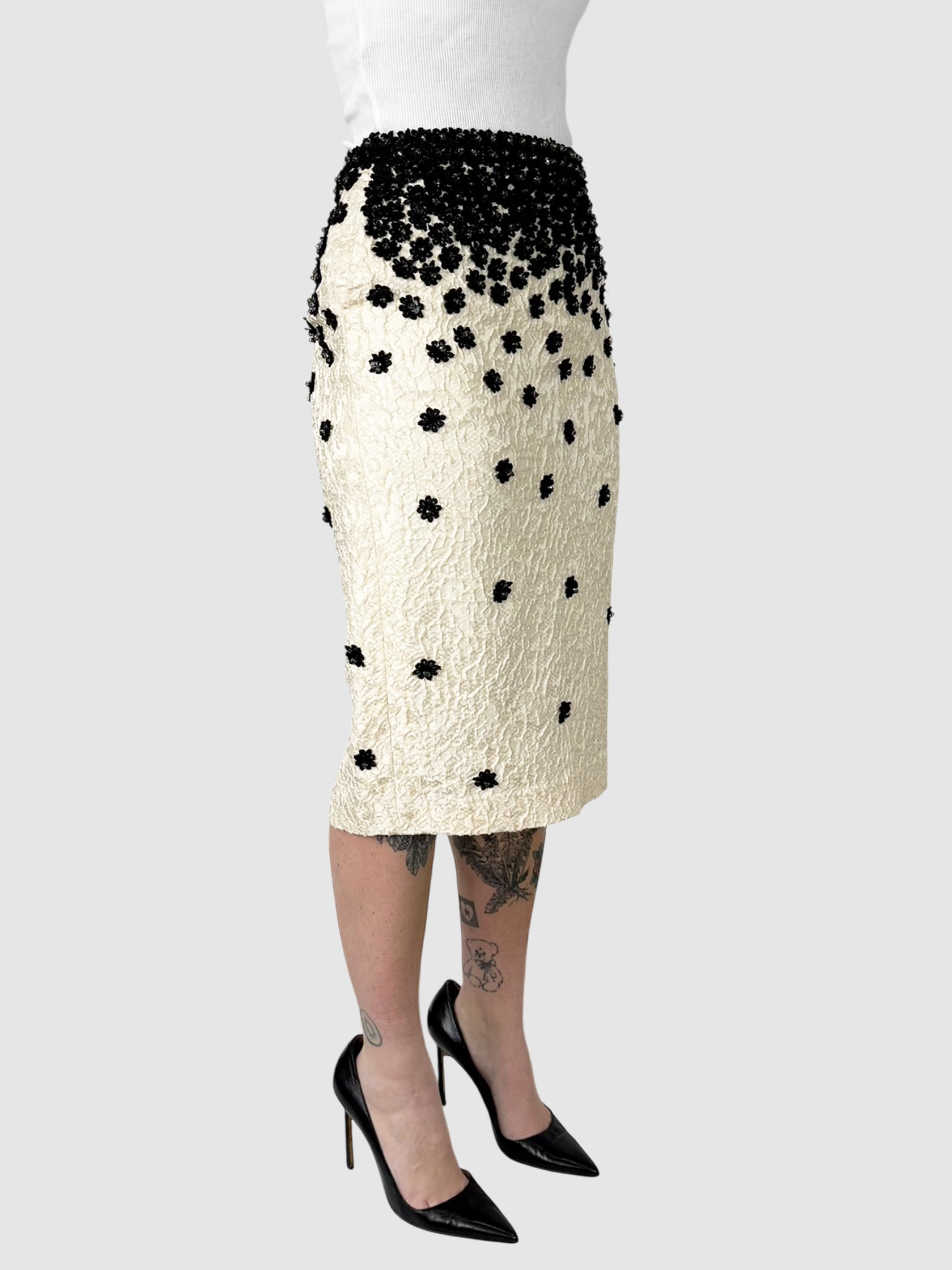 Floral Embellished Pencil Skirt