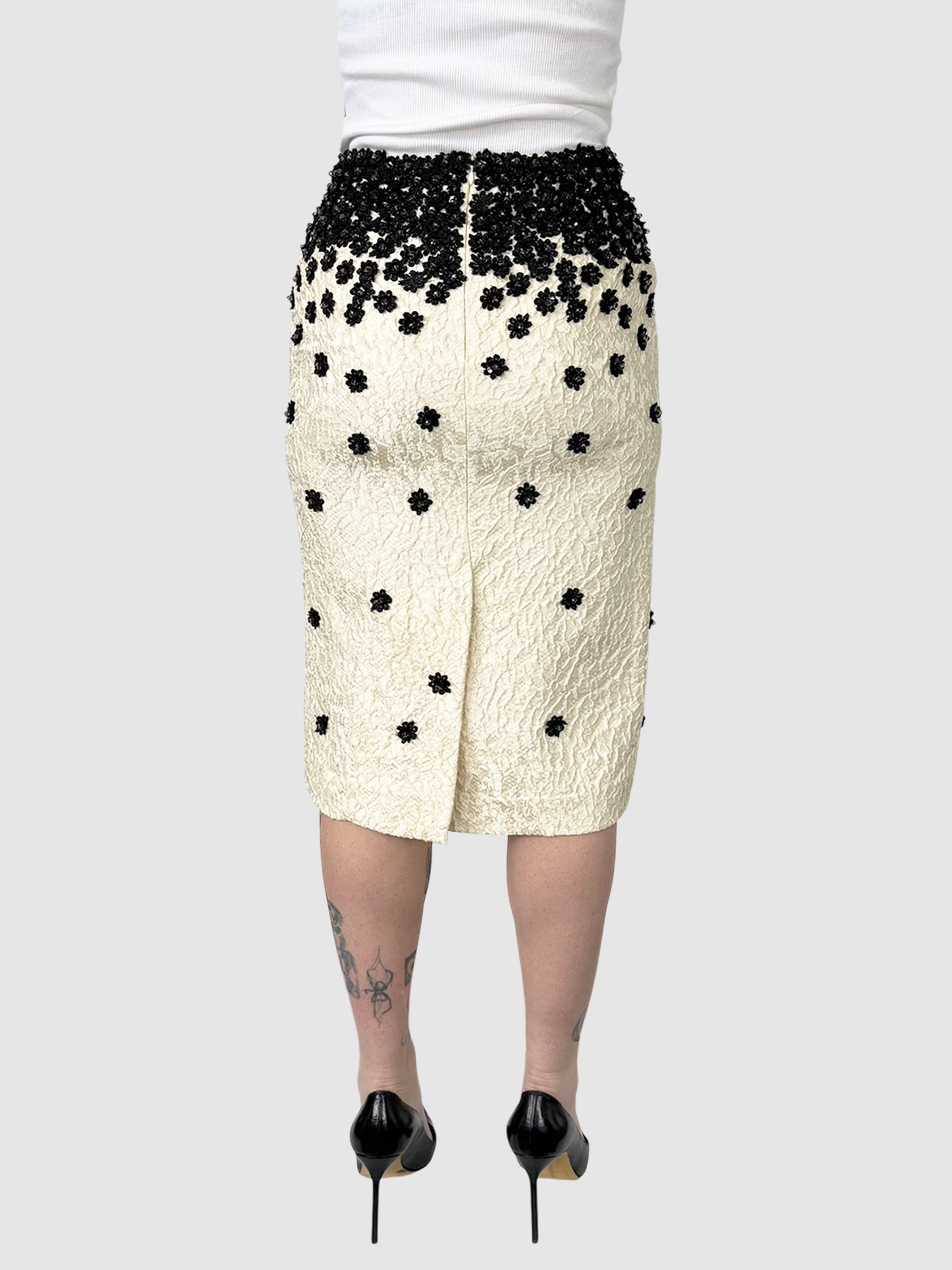Floral Embellished Pencil Skirt