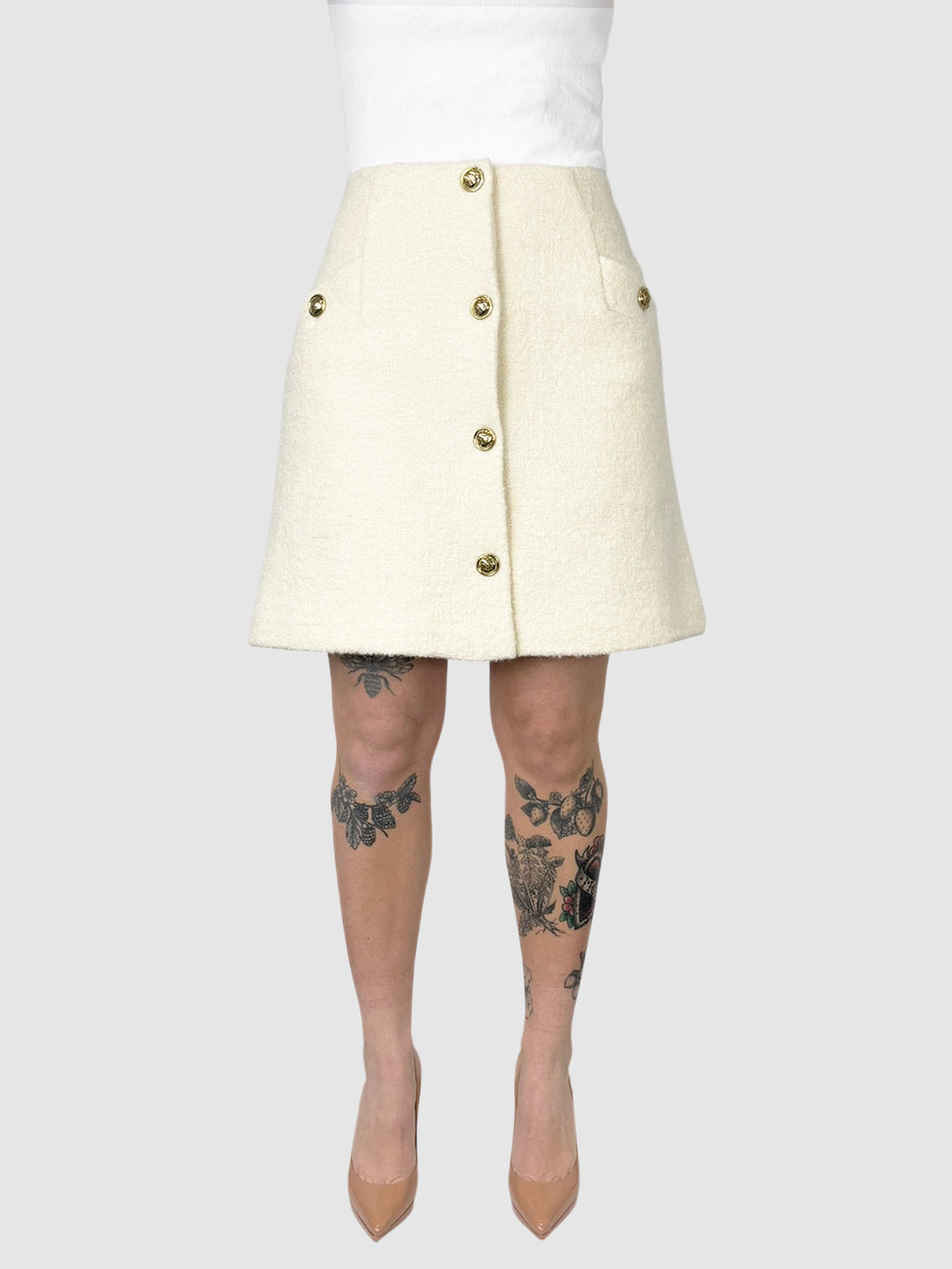 Tweed Button-Up Skirt