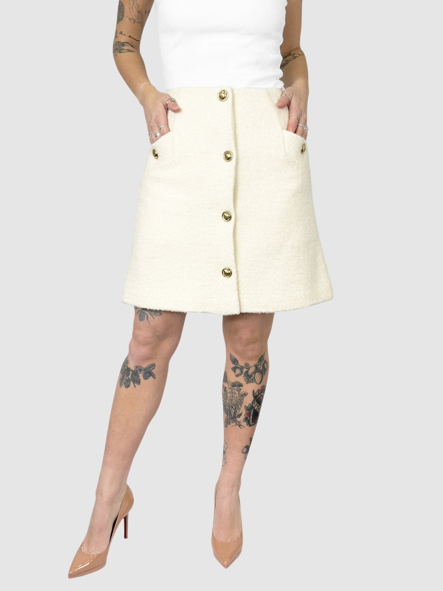 Tweed Button-Up Skirt
