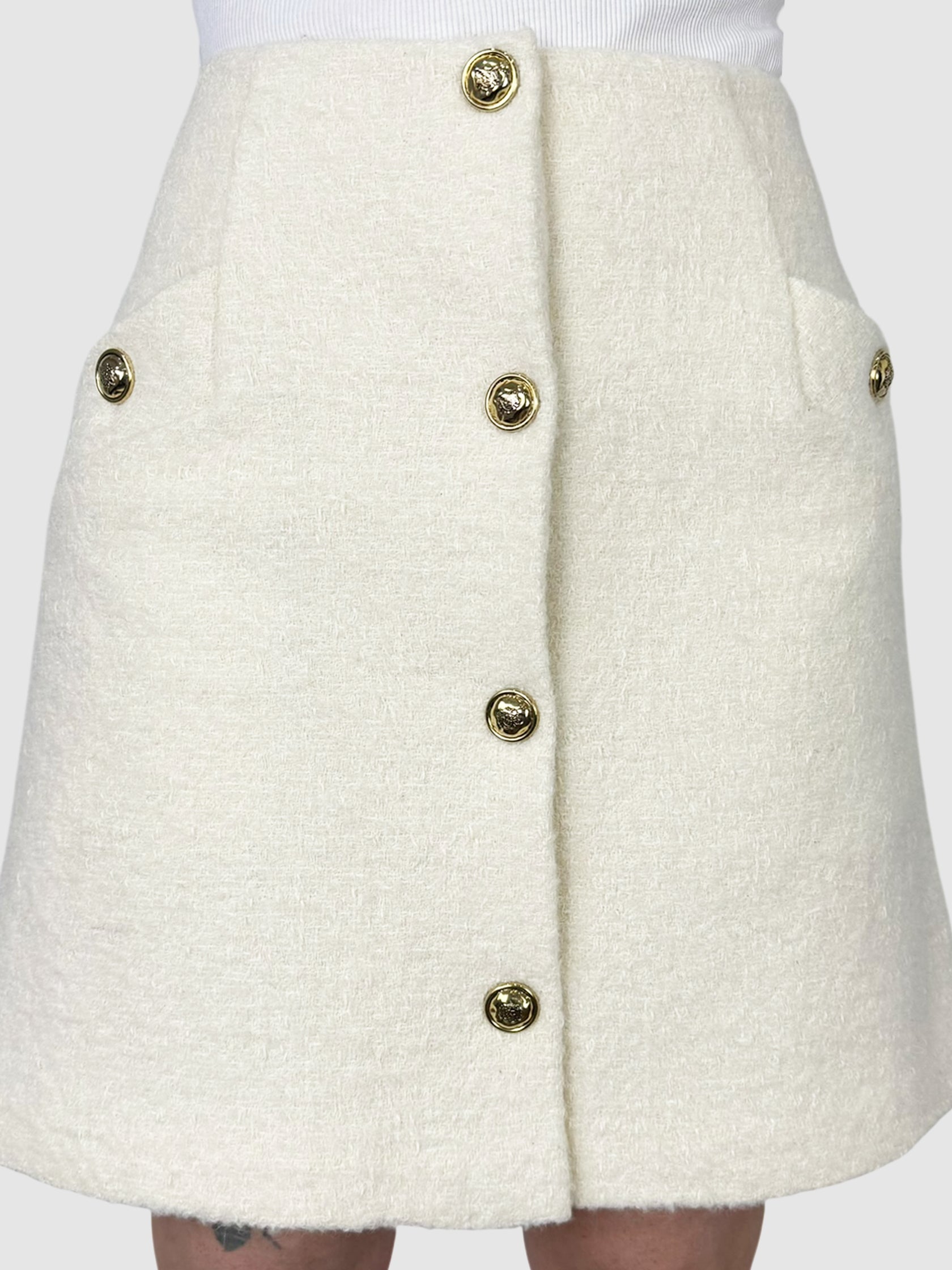 Tweed Button-Up Skirt