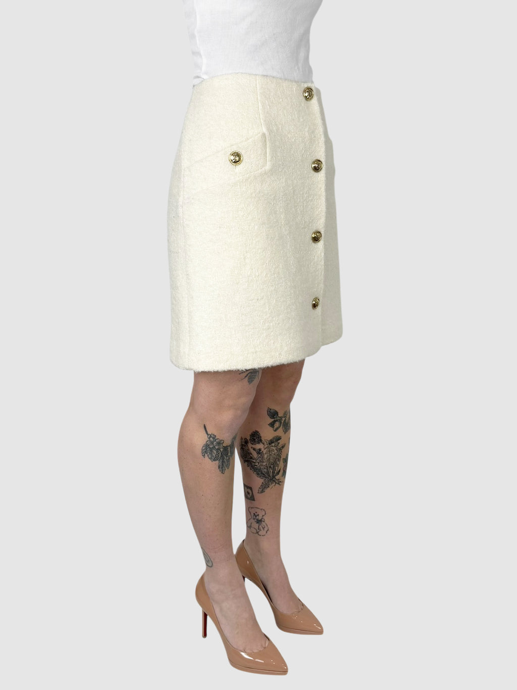 Tweed Button-Up Skirt