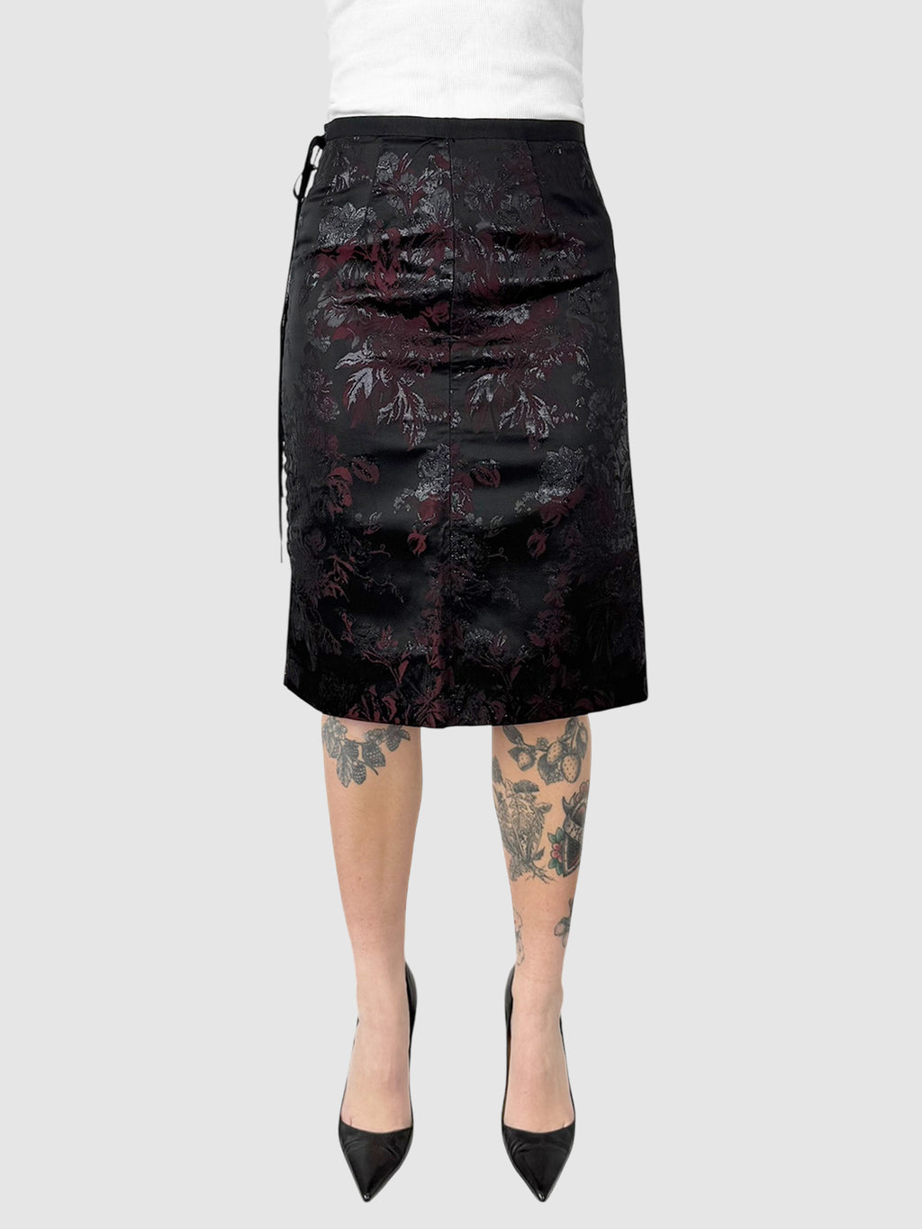 Floral Print Lace-Up Skirt
