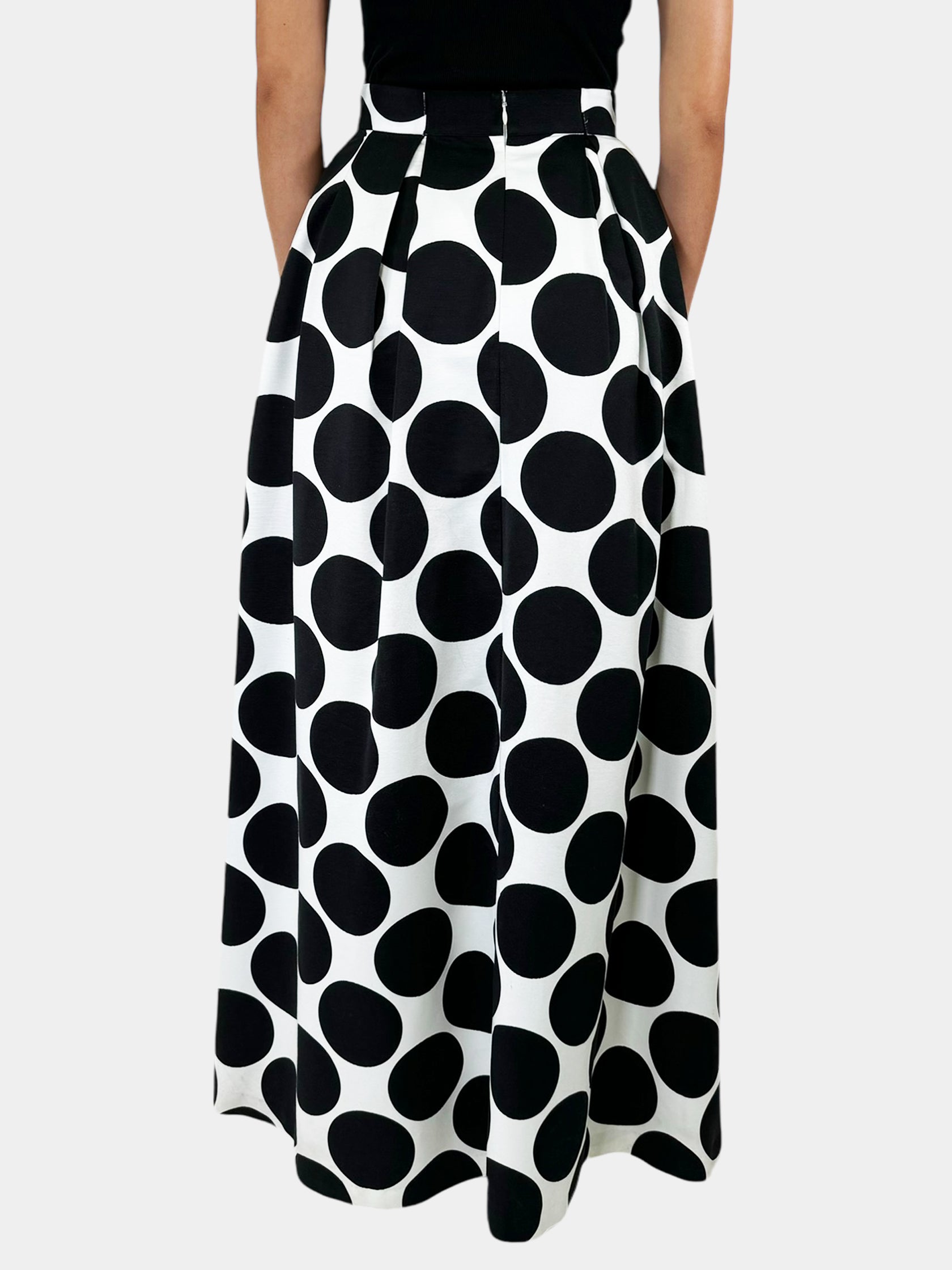 Pleated Polka Dot Print Maxi Skirt