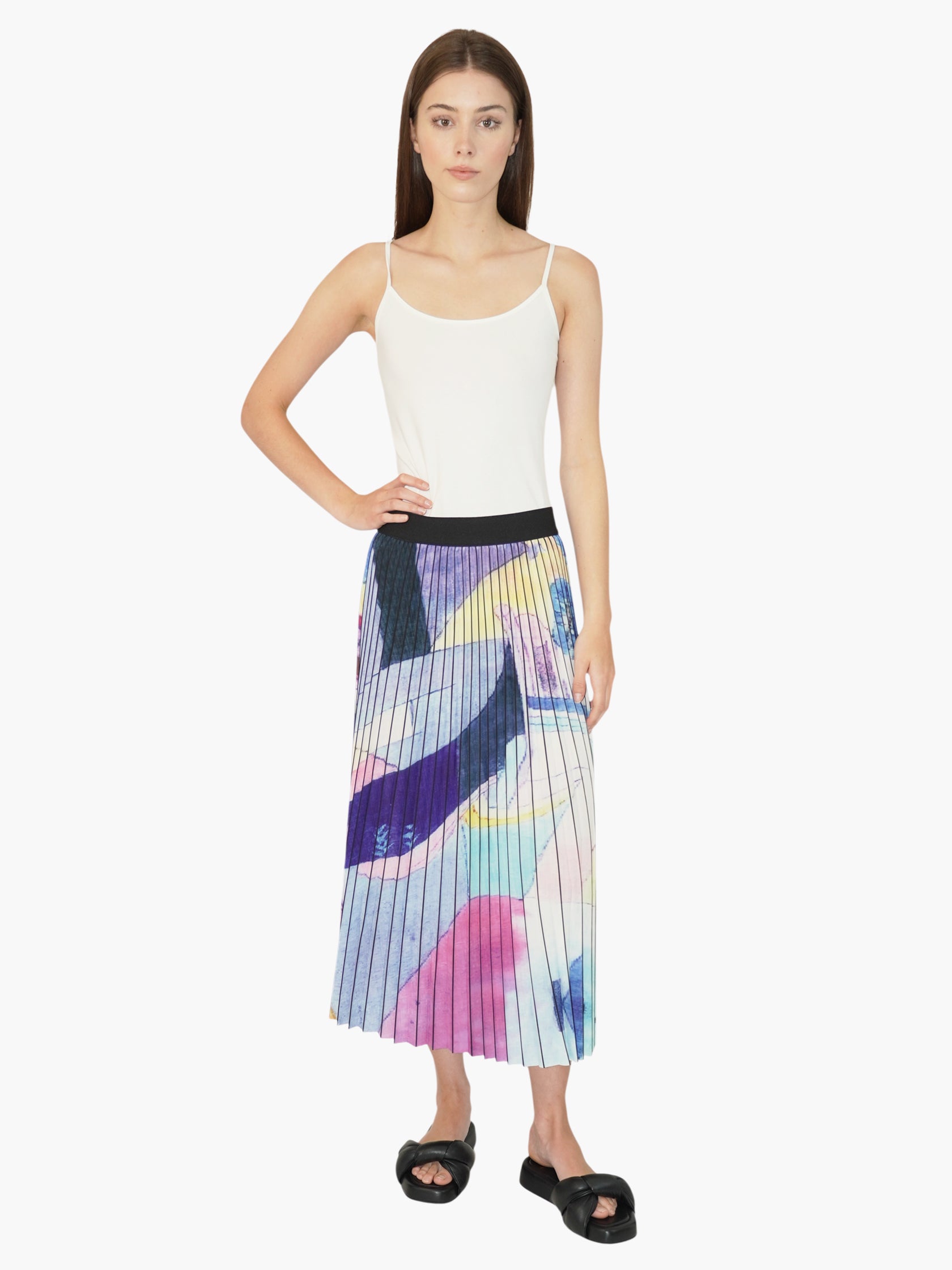 Abstract Pleated Skirt