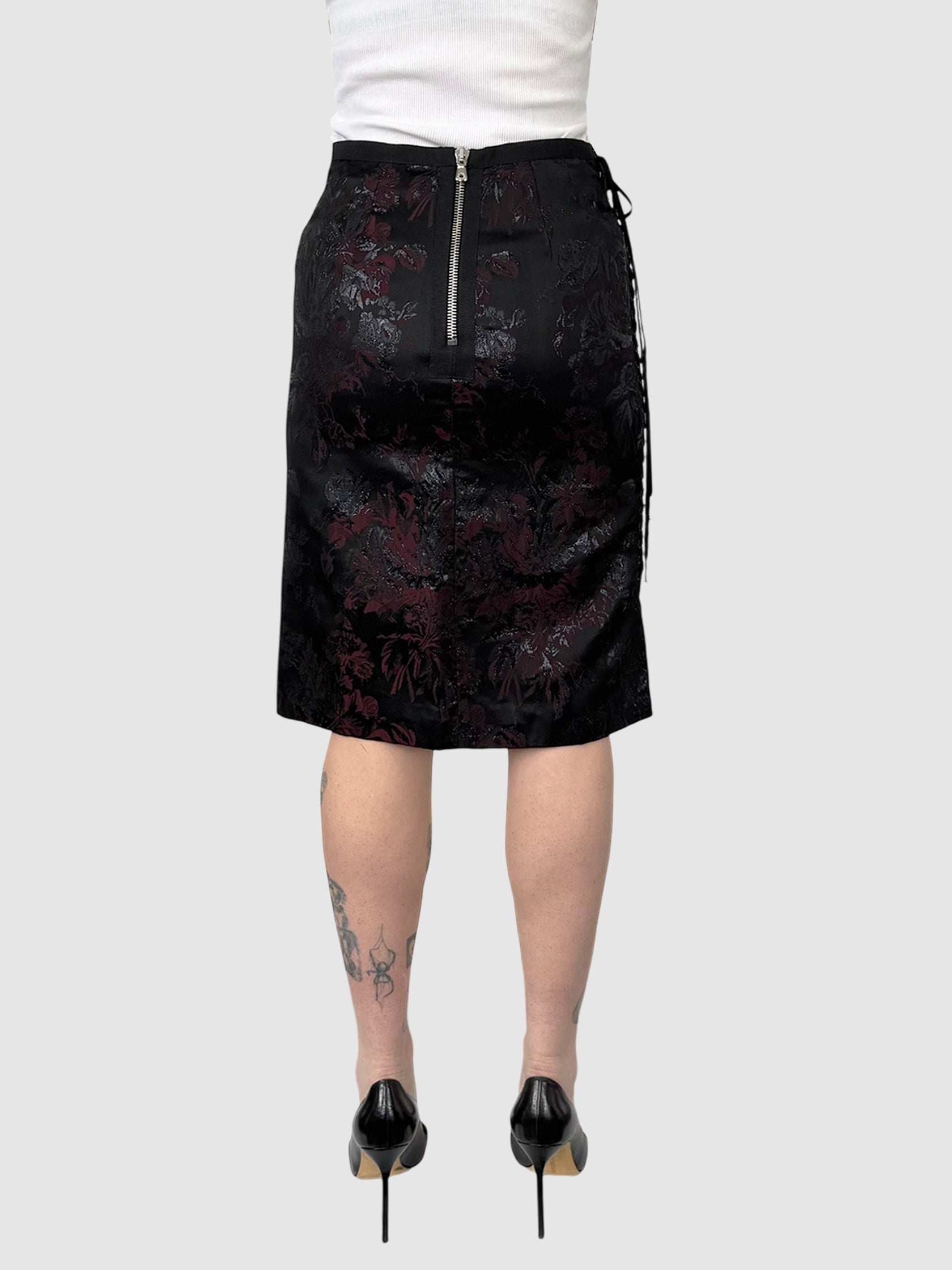 Floral Print Lace-Up Skirt