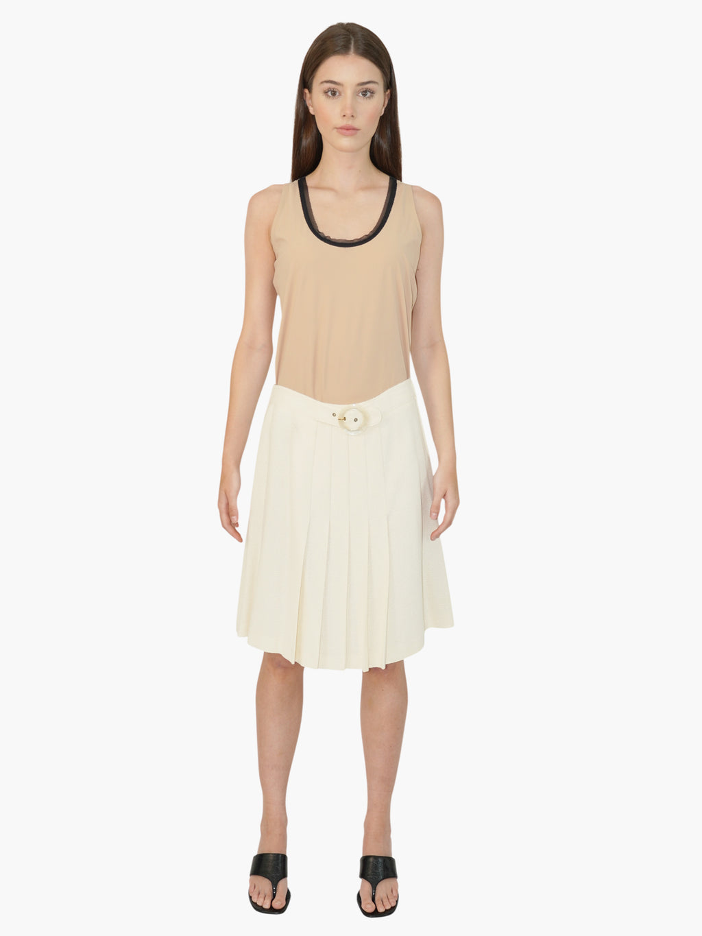 Belted Pleated Skirt