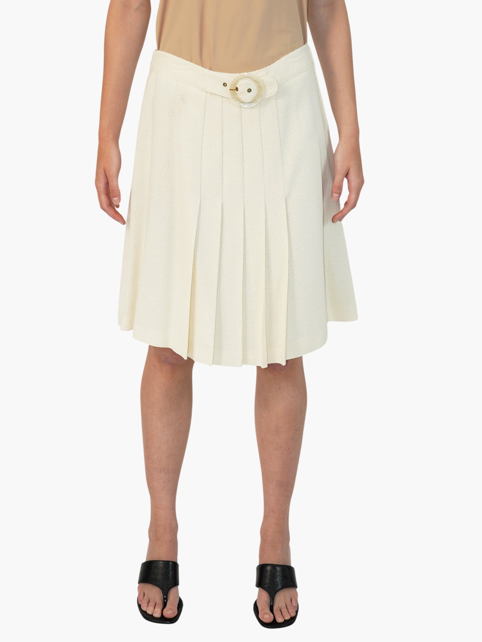 Belted Pleated Skirt