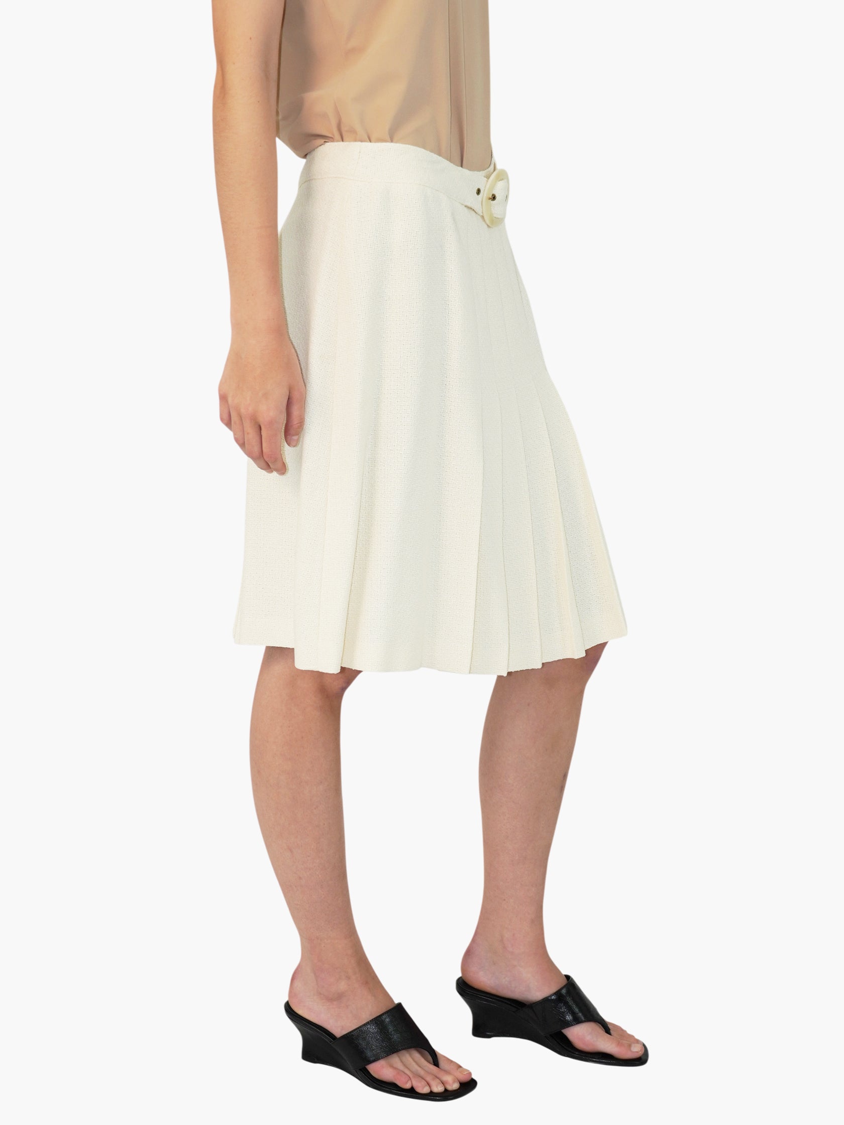 Belted Pleated Skirt