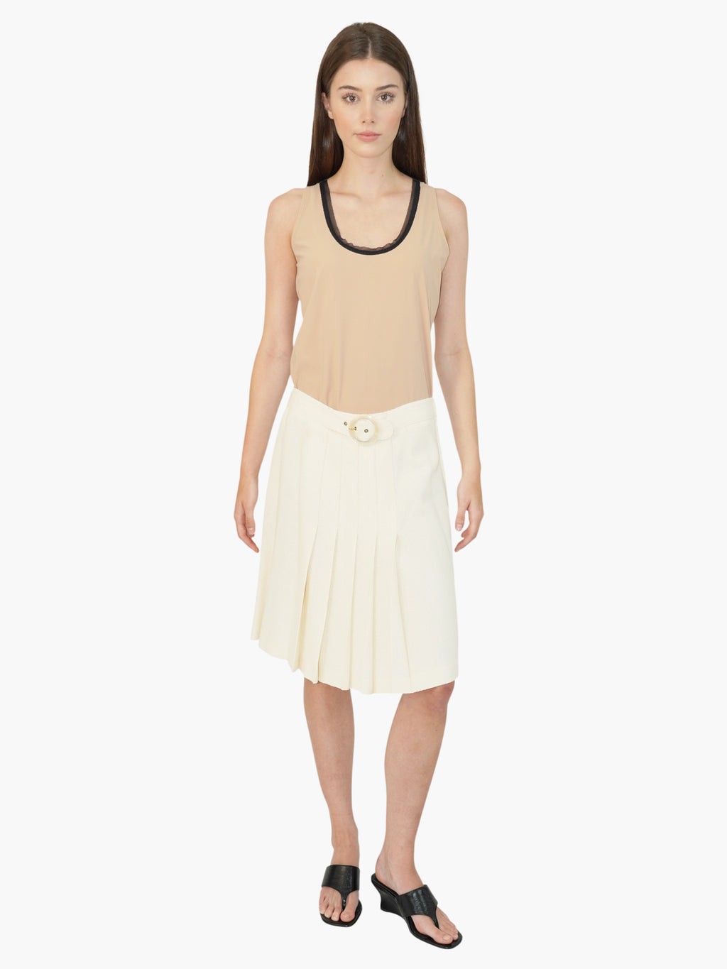 Belted Pleated Skirt