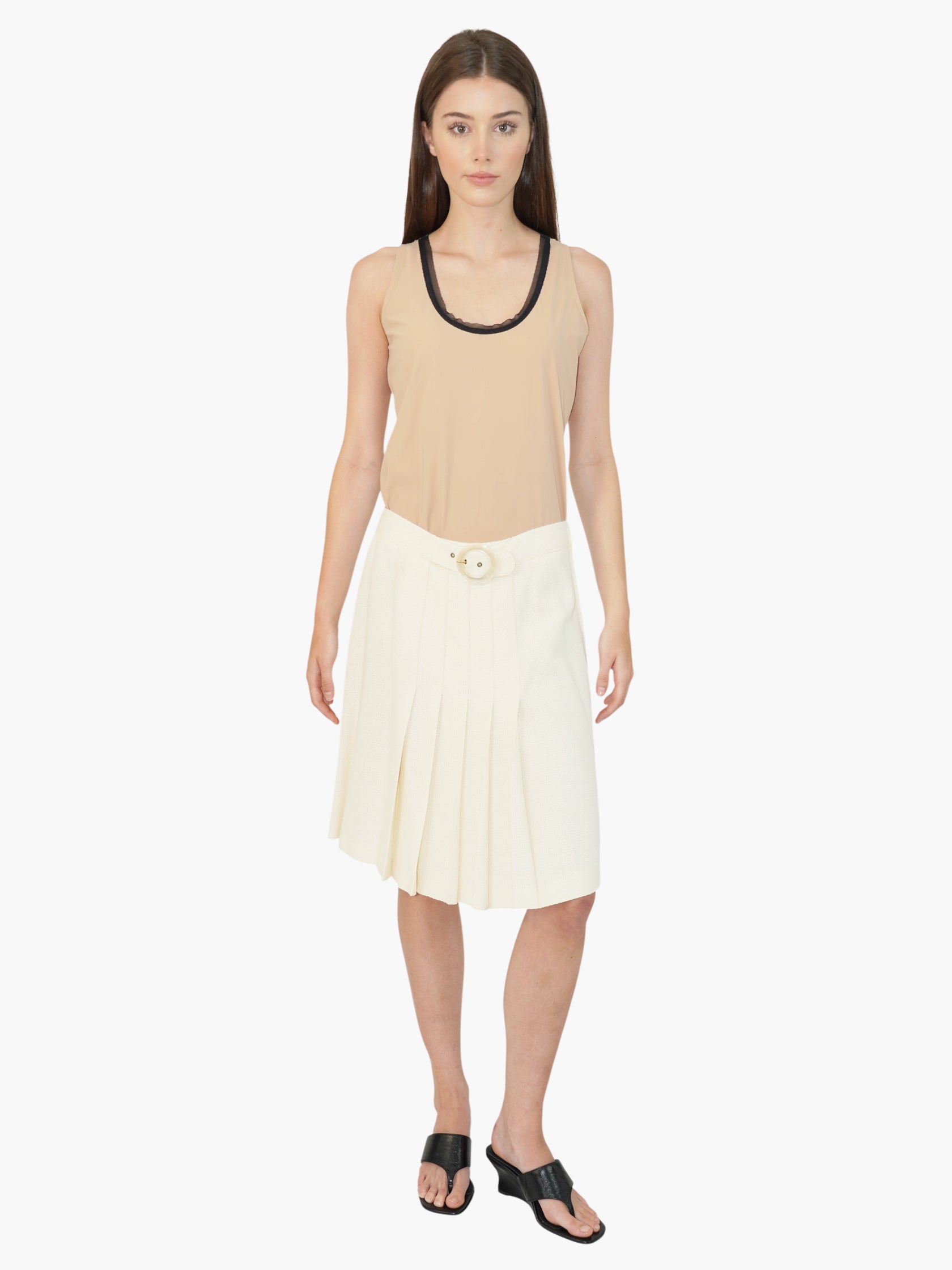 Belted Pleated Skirt