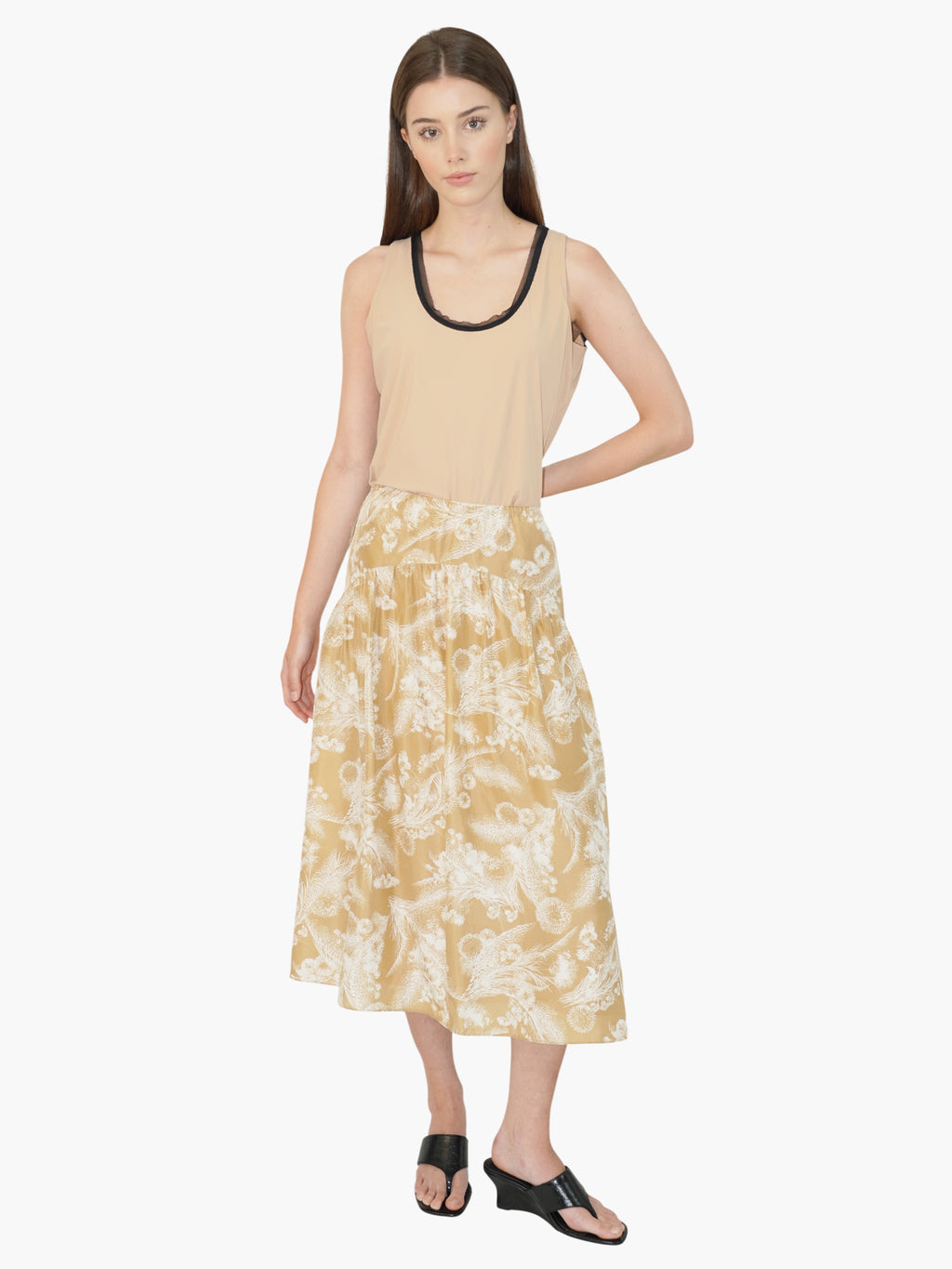 Gathered Midi Skirt