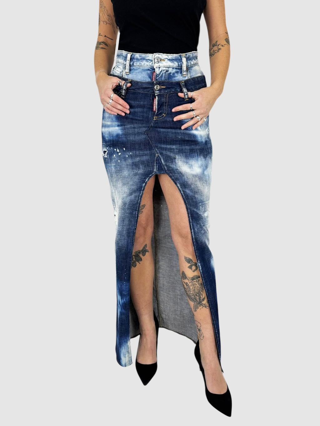 Layered Denim Skirt