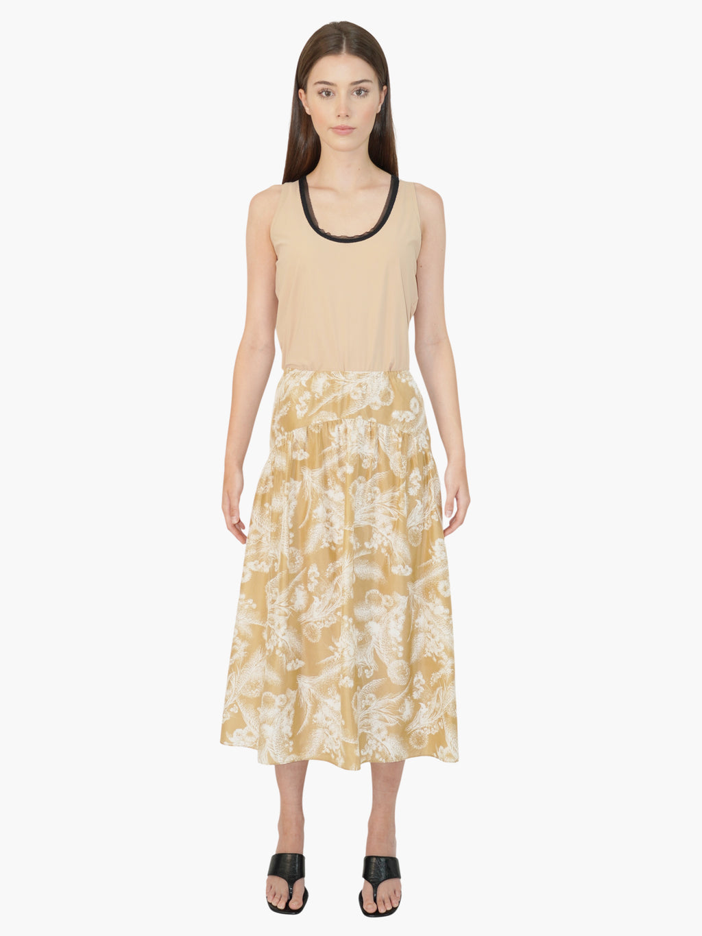 Gathered Midi Skirt