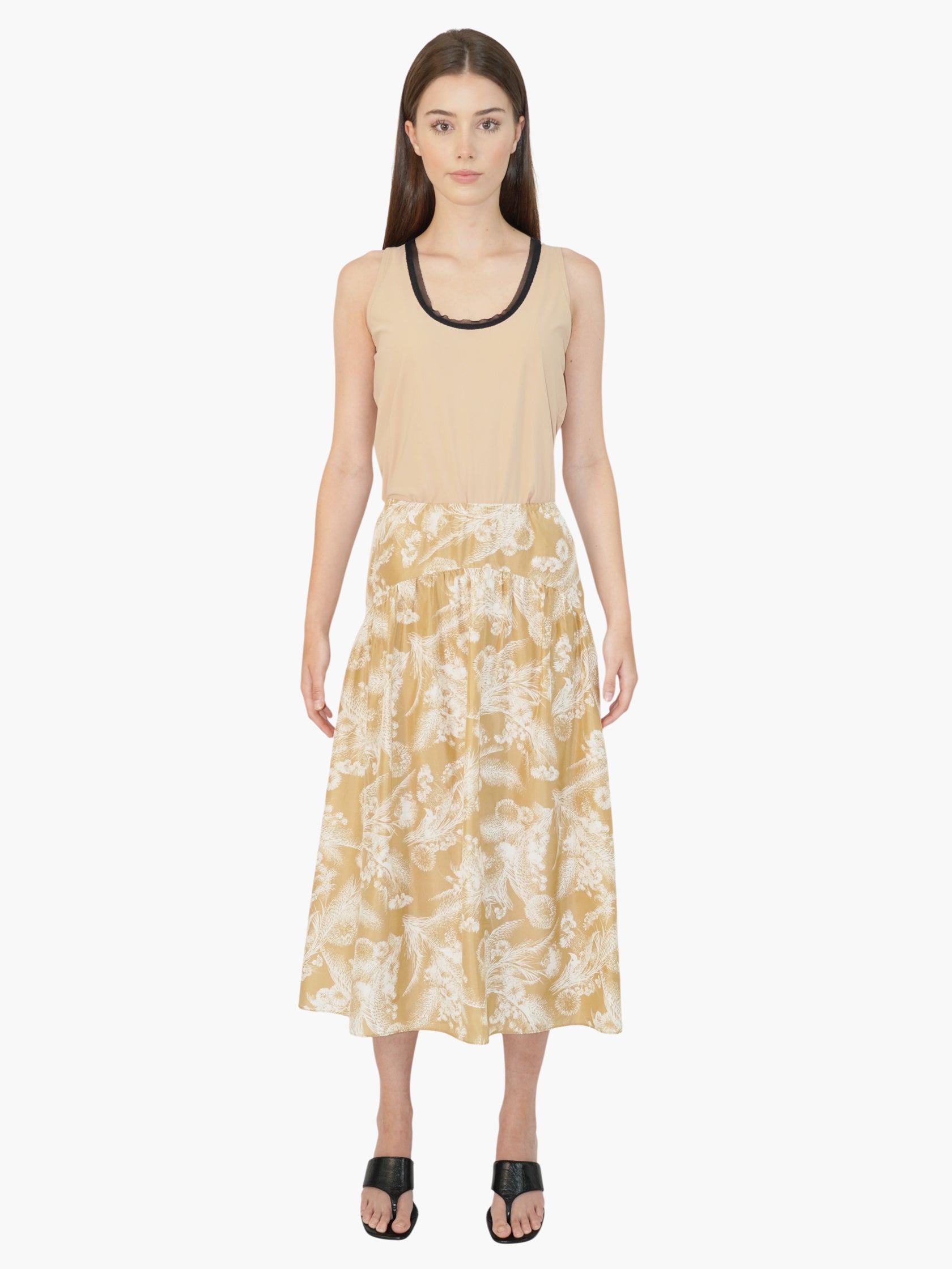 Gathered Midi Skirt