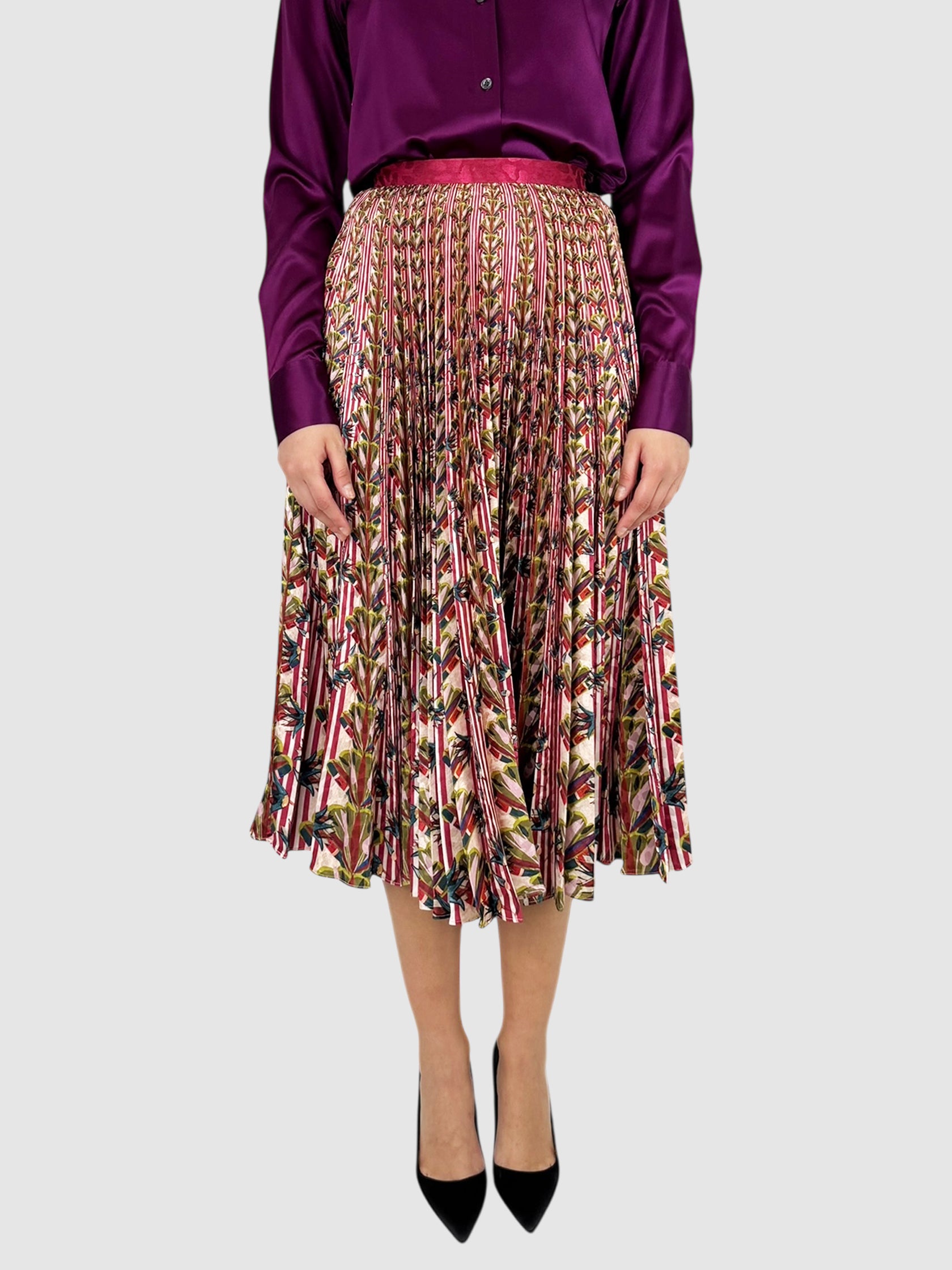Patterned Pleated Skirt