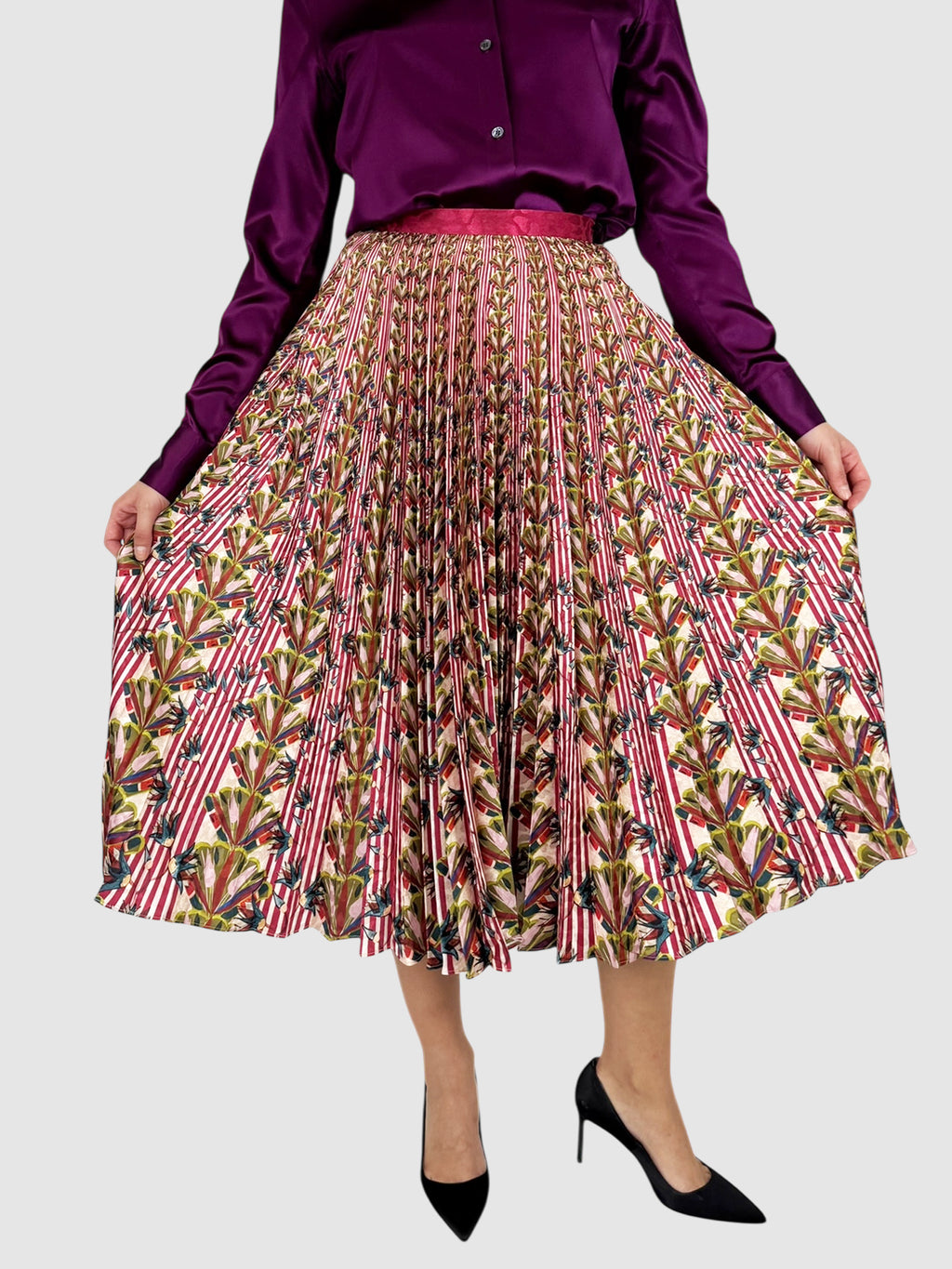 Patterned Pleated Skirt