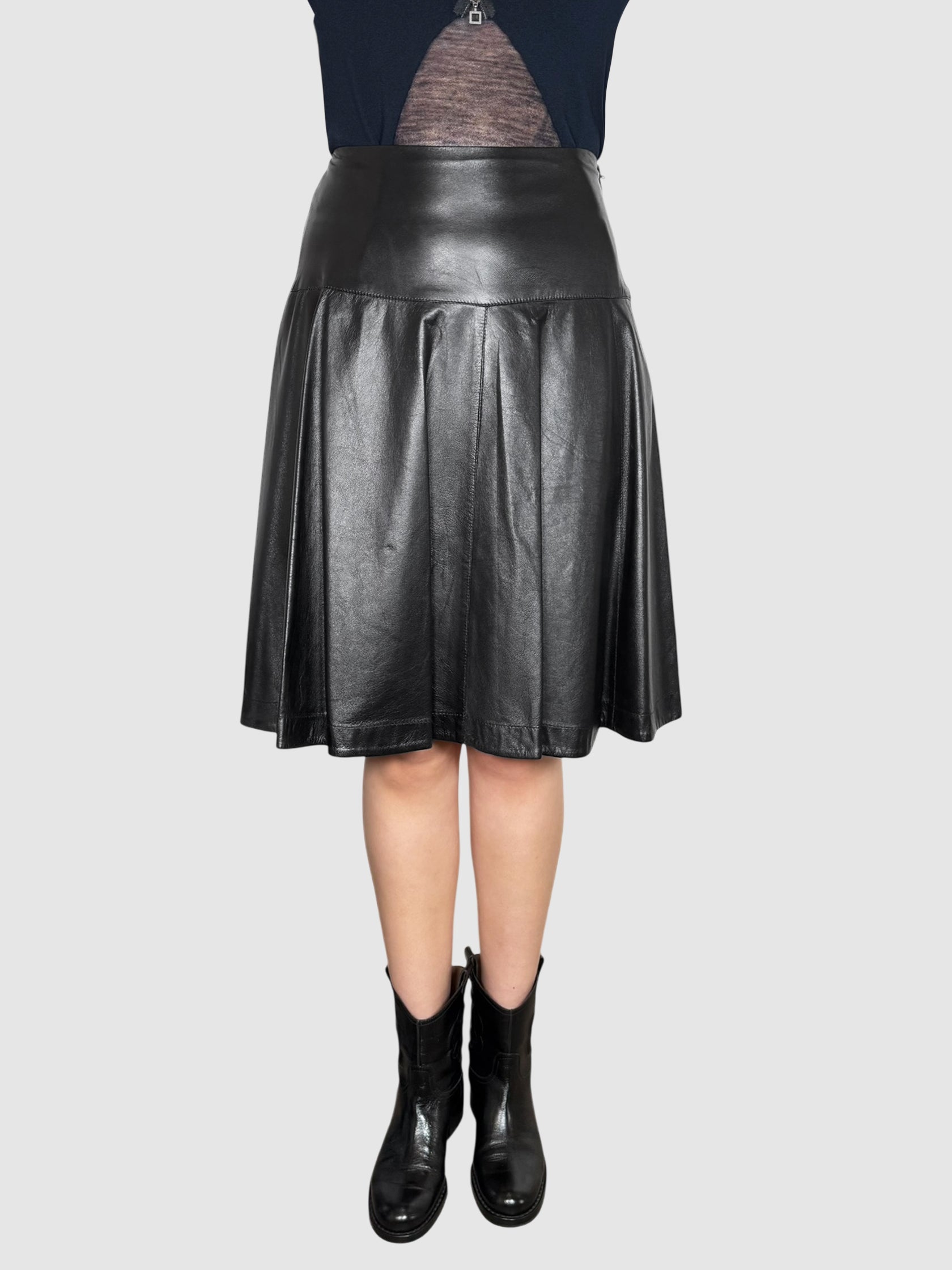 Pleated Leather Skirt