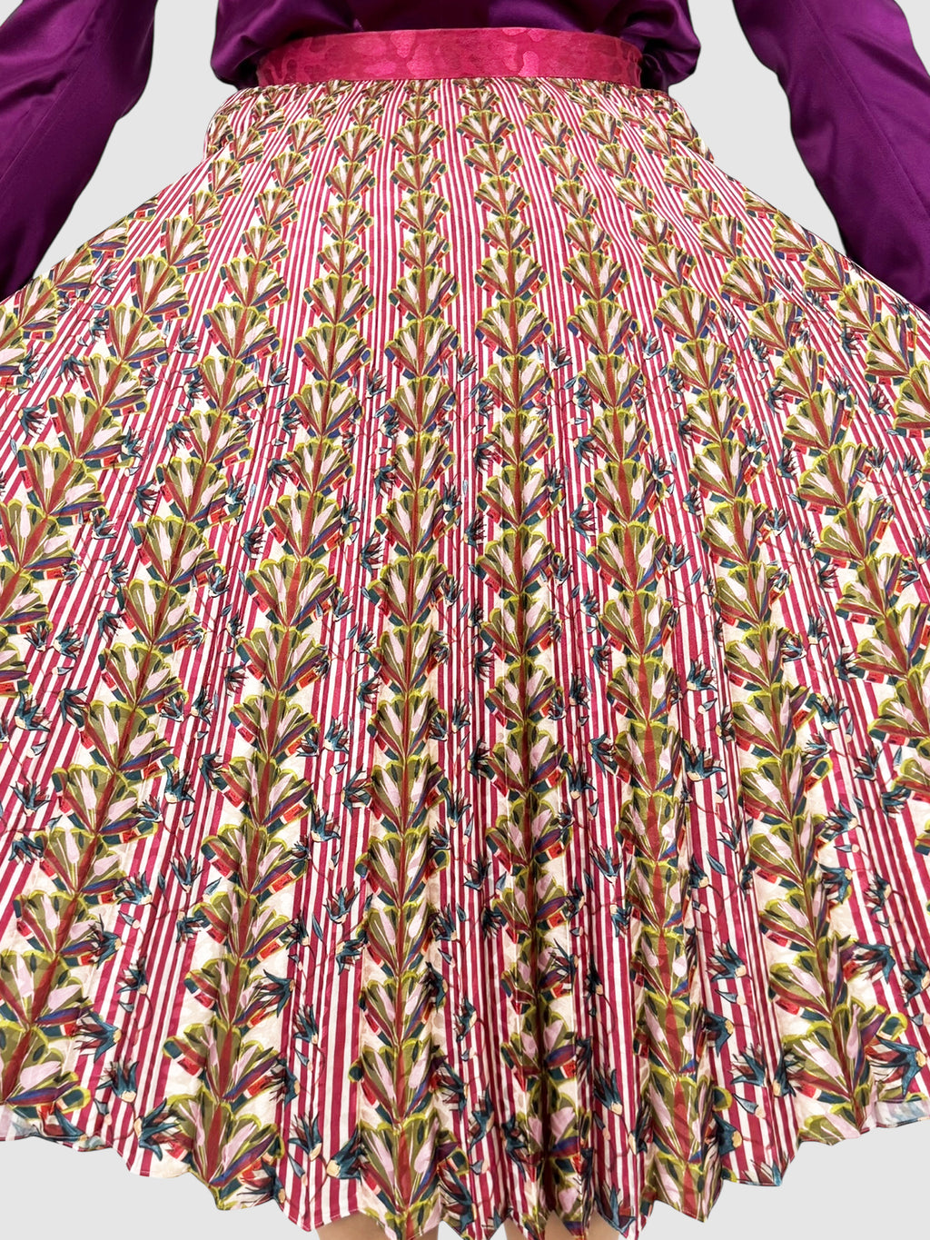 Patterned Pleated Skirt