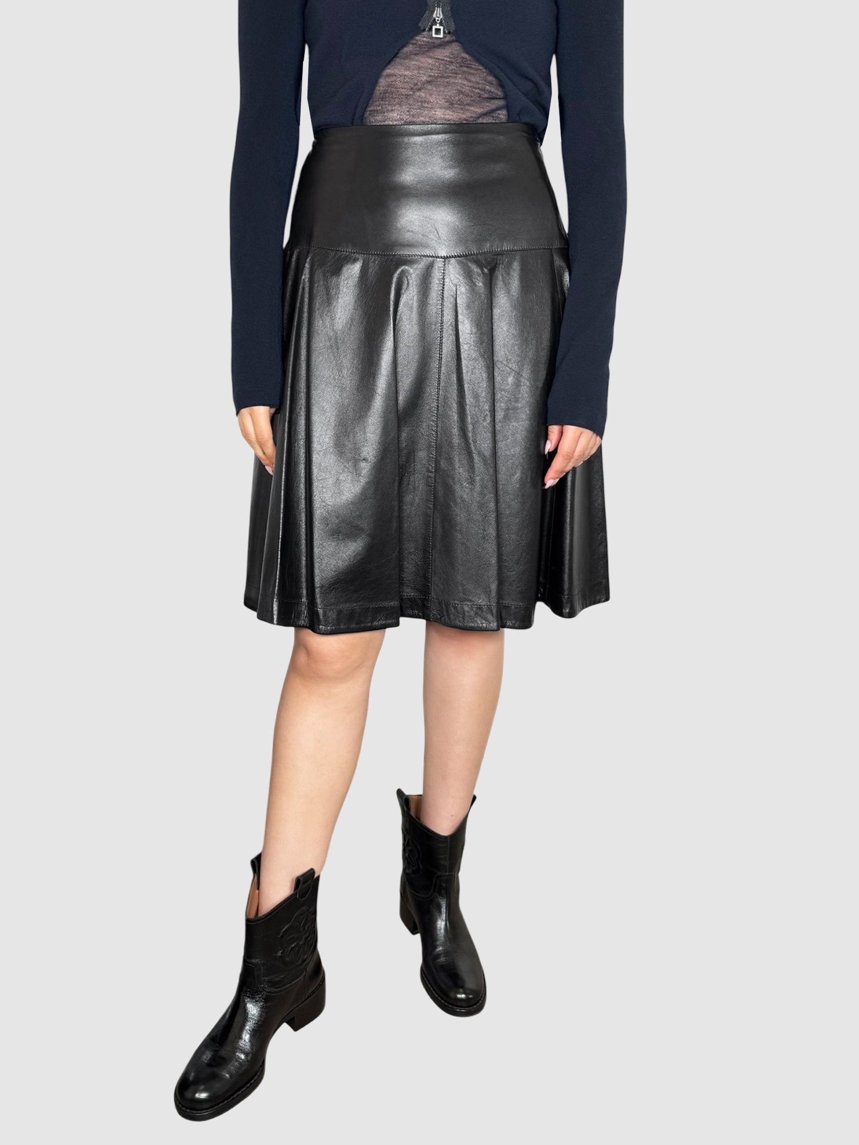 Pleated Leather Skirt