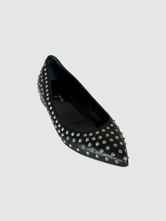 Saint Laurent Studded Pointed Toe Flats - Size 39