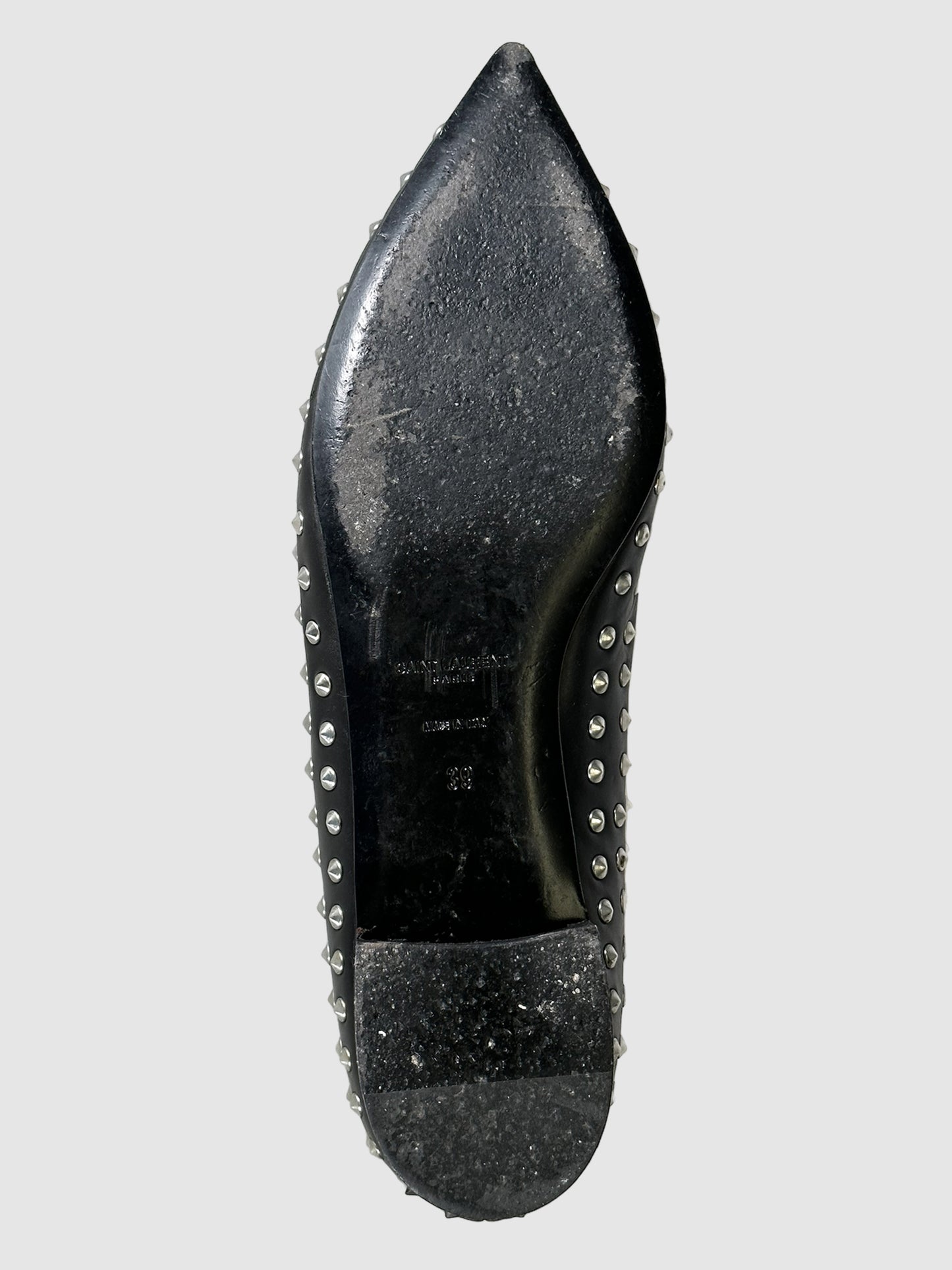 Saint Laurent Studded Pointed Toe Flats - Size 39