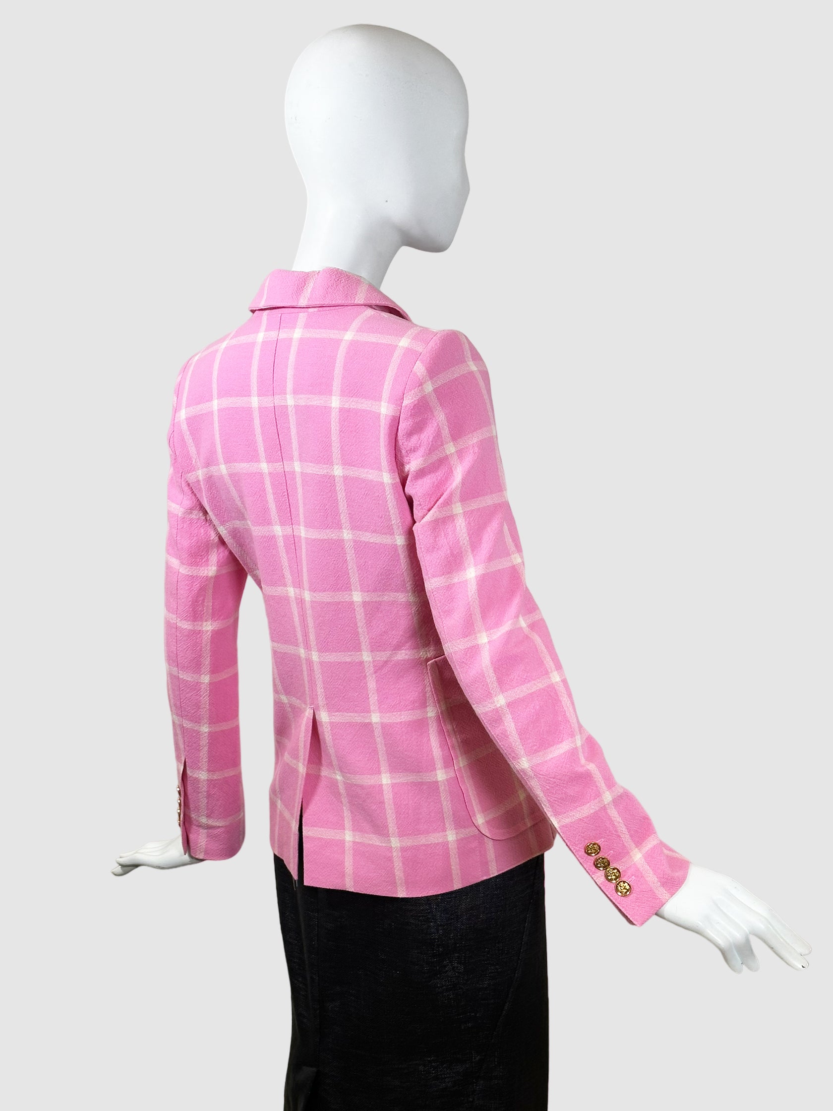 Smythe Plaid Cotton Blazer - Size 4