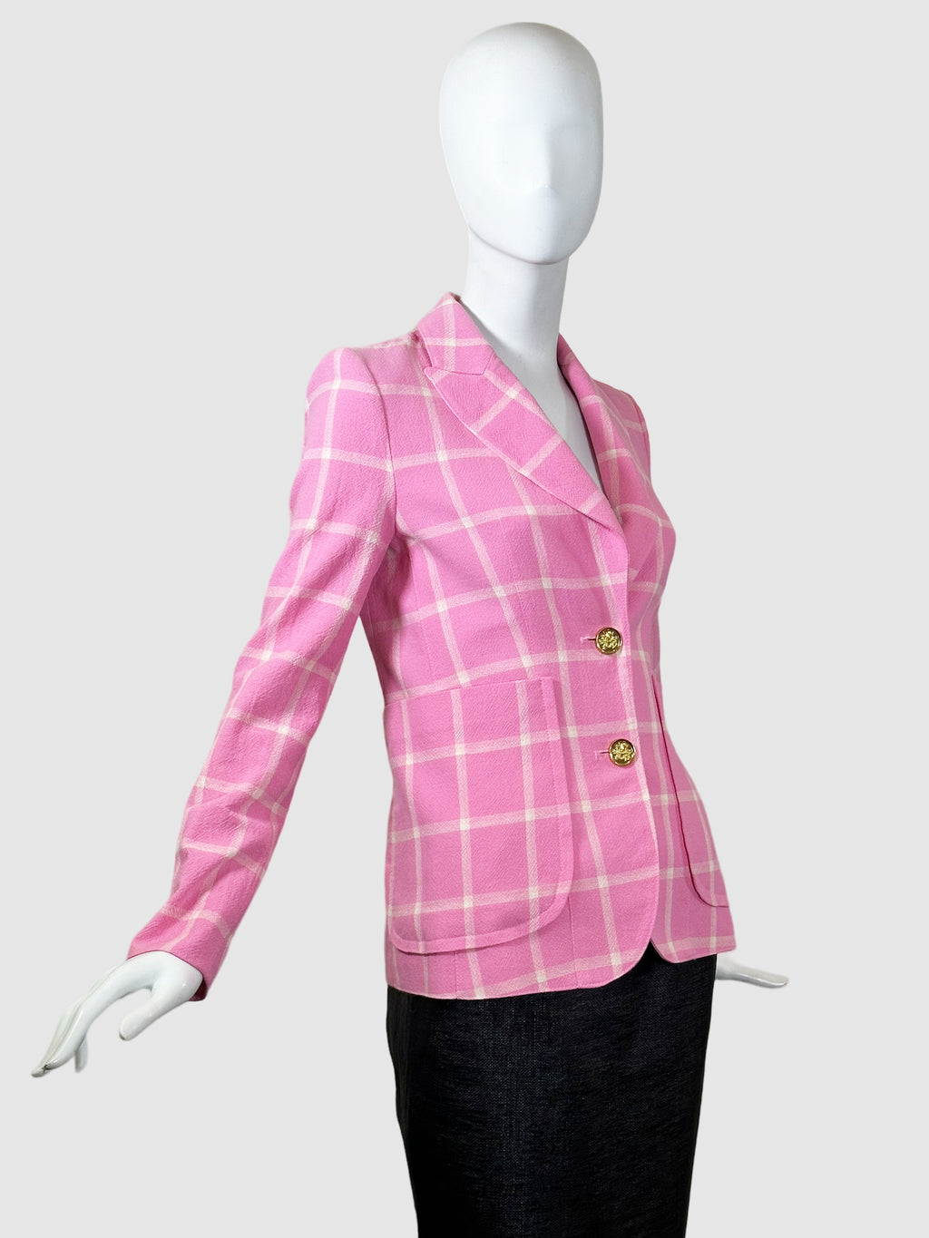 Smythe Plaid Cotton Blazer - Size 4