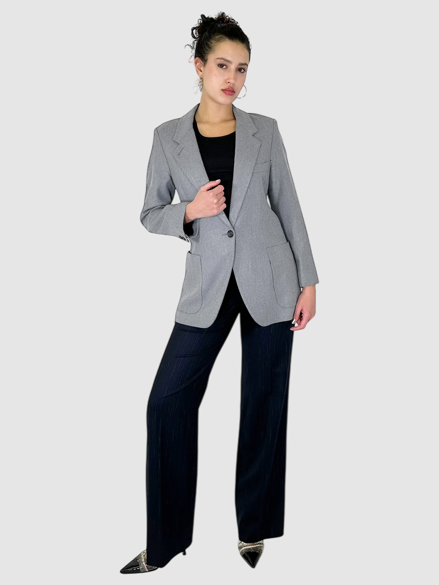 Wool Twill Single Button Blazer - Size M