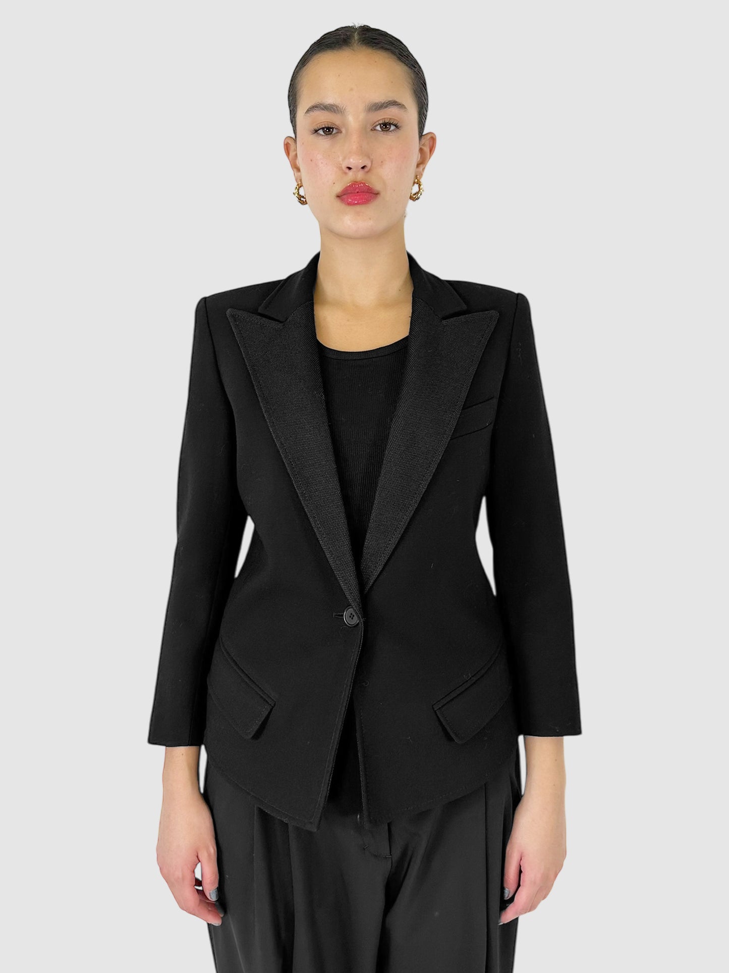 Wool Single-Button Blazer - Size 8